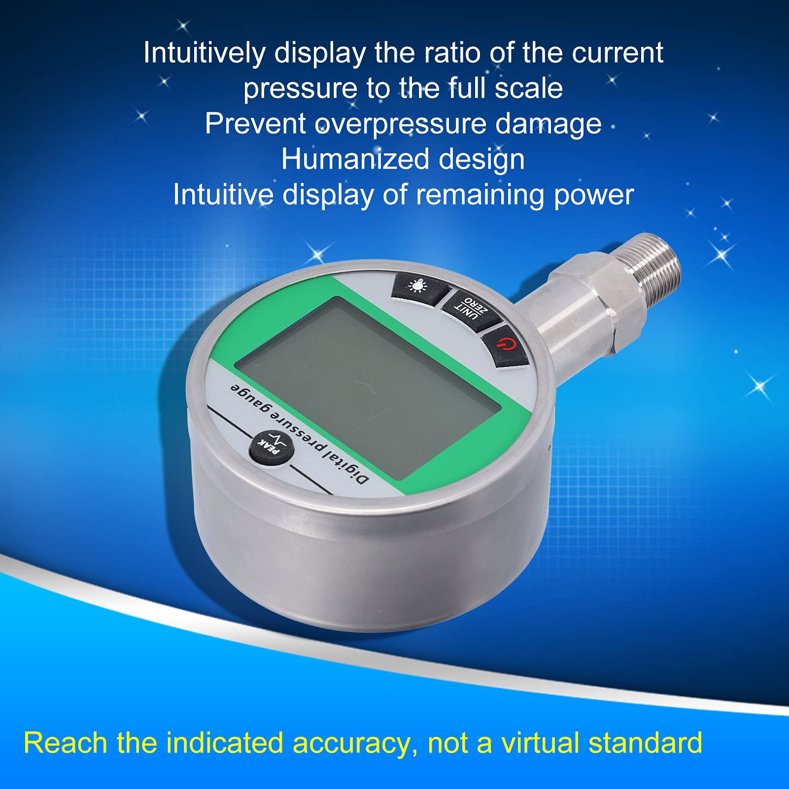 1.6MPa Digital Pressure Gauge - M20x1.5 Thread Stainless Steel Sensor Meter with Lower Mount | Accurate Measurement for Gas, Water & Oil | Ideal for Industrial, HVAC & Hydraulic Systems
