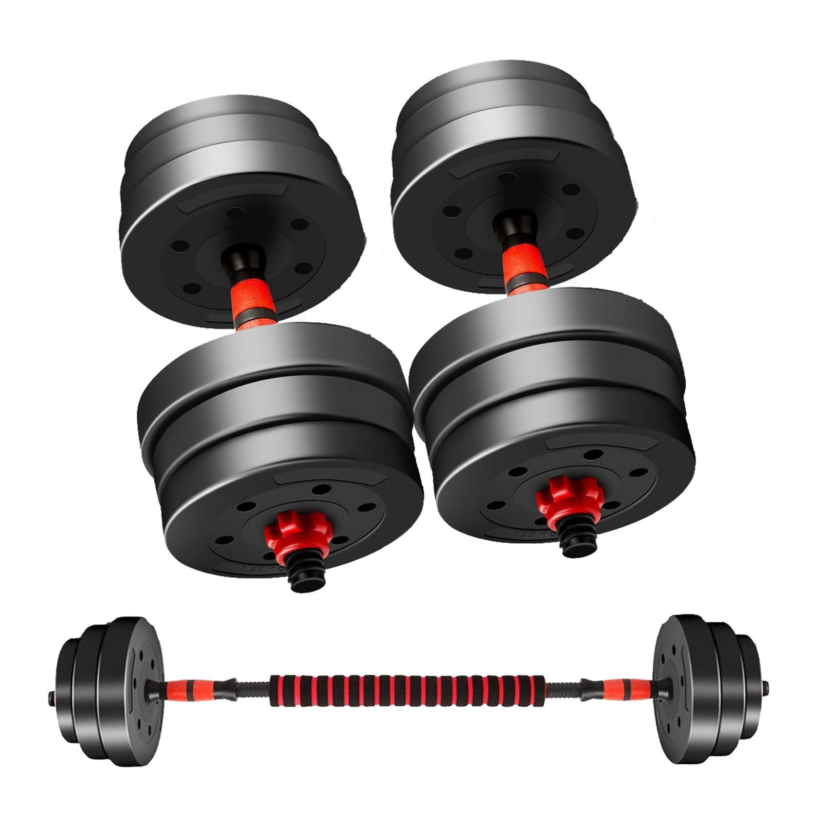 YALING Adjustable Dumbbell Set 20KG/44LBS - Convertible Free Weights for Home Gym, Full Body Workout with Long Connecting Rod Barbell - Strength Training Equipment for Men & Women - Perfect for Weight Lifting, CrossFit, and Muscle Building