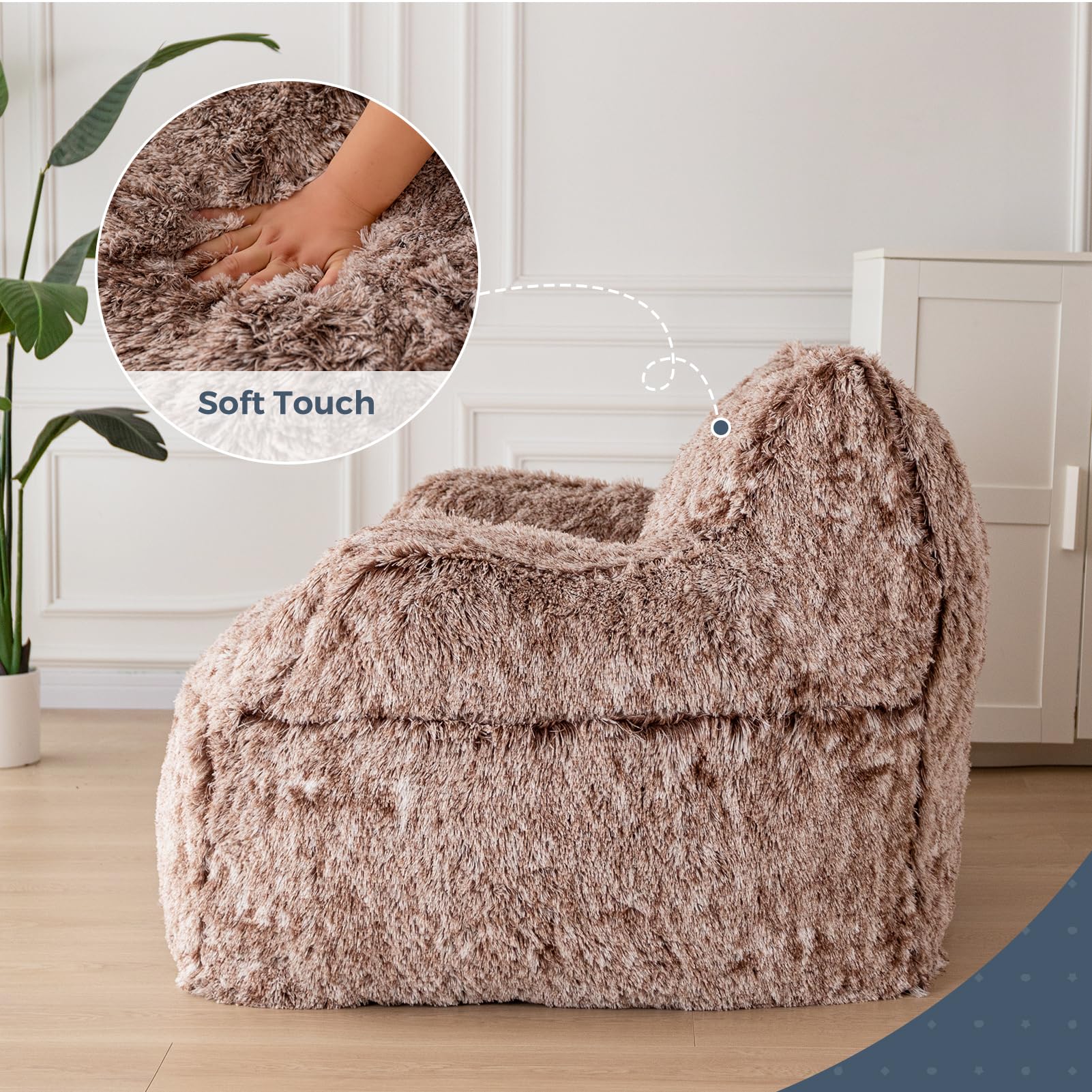 MAXYOYO Giant Bean Bag Chair - Extra Large Faux Fur Stuffed Bean Bag Couch for Living Room, Bedroom & Game Room - Ultra Soft Lounge Chair for Teens & Adults - Perfect for Movie Nights, Gaming & Relaxation