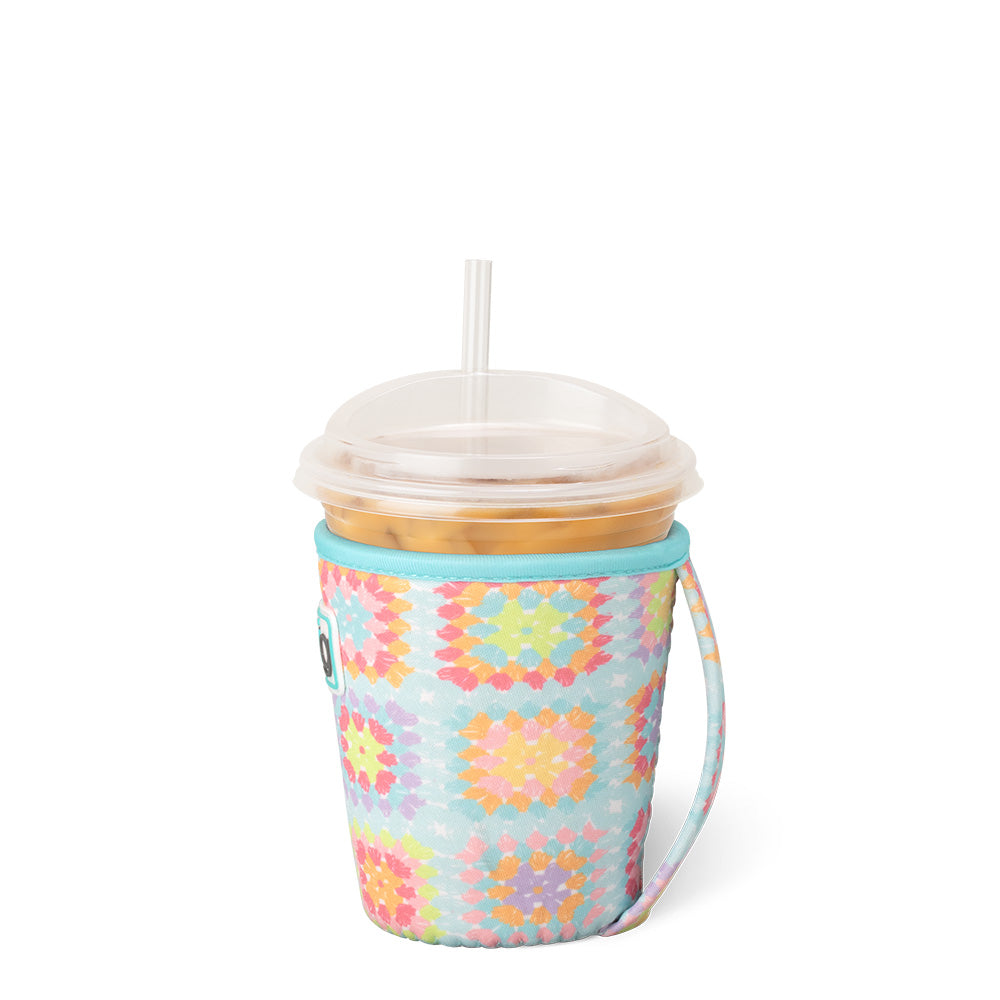 Crochet Granny Squares Cozy for Small Iced Coffee Cups - Handmade Cup Sleeve Protector for Hot & Cold Drinks, Perfect for Iced Coffee, Tea, and Smoothies at Cafés or Home Use