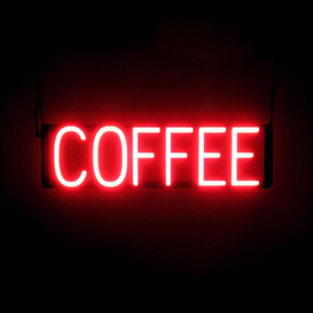 SpellBrite LED Coffee Sign for Cafes & Restaurants – Red Neon-Look Light Up Wall Decor, 22.7 x 6.3 Inches – Perfect for Coffee Shops, Home Bars & Kitchen Decor