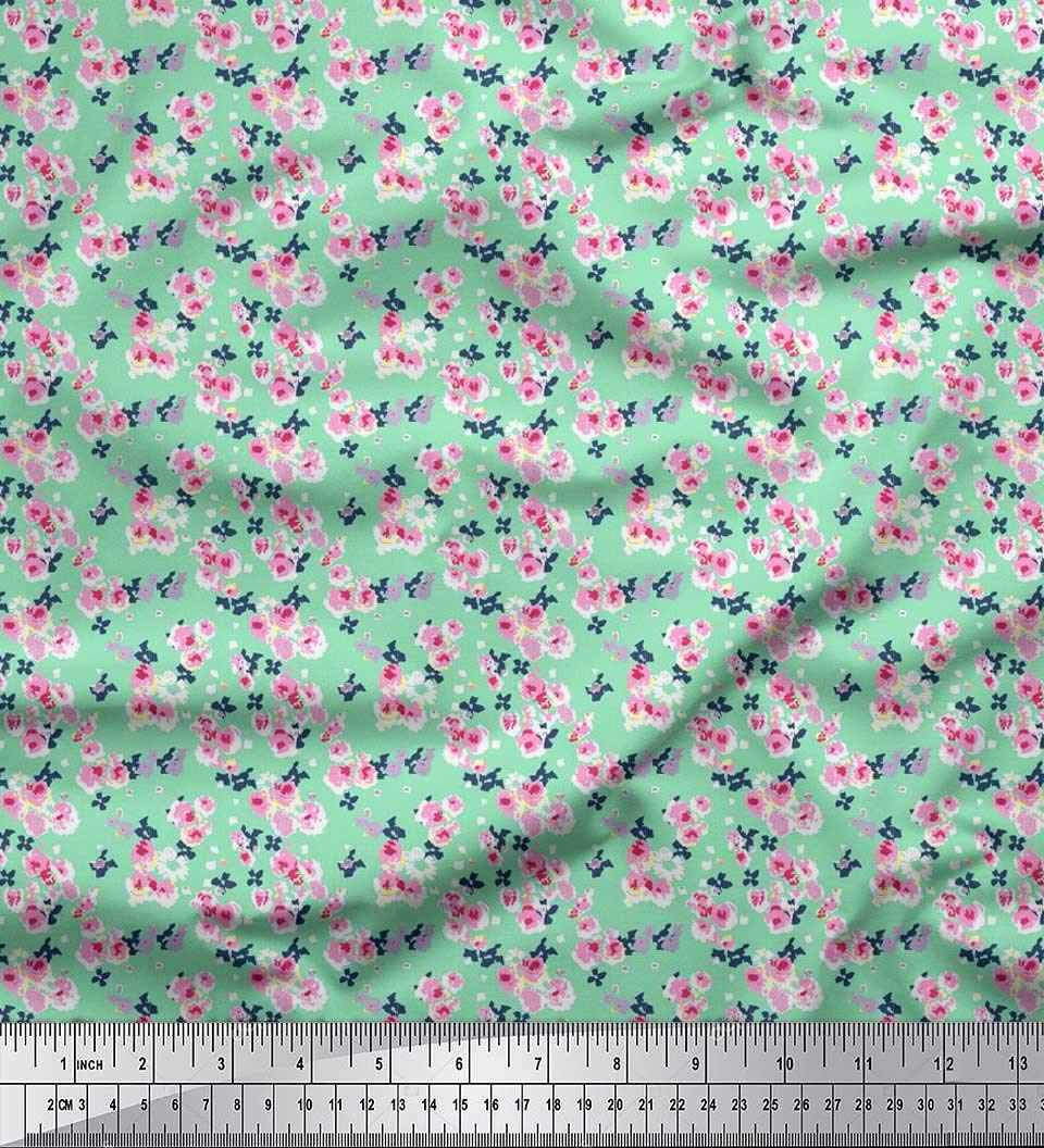 Soimoi Moss Georgette Brown Fabric by The Yard - 42 Inch Wide Floral Printed Fabric for Dresses, Scarves & Home Decor - Artistic Flower Design Elegant Chiffon Material for Sewing DIY Projects