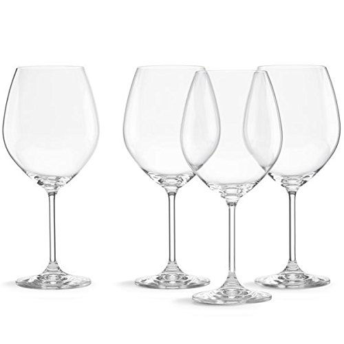 Premium Lenox Palermo Red Wine Glasses Set of 4 - Elegant Crystal Stemware for Cabernet & Merlot - Perfect for Dinner Parties, Romantic Date Nights & Wine Tasting Events