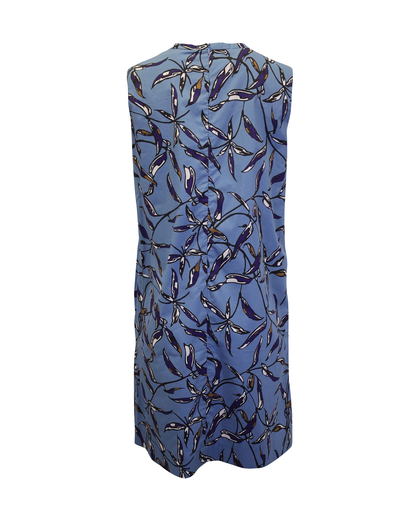 Max Mara Nola Sleeveless Blue Cotton Printed Shift Dress - Perfect for Summer Parties, Office Wear & Casual Outings