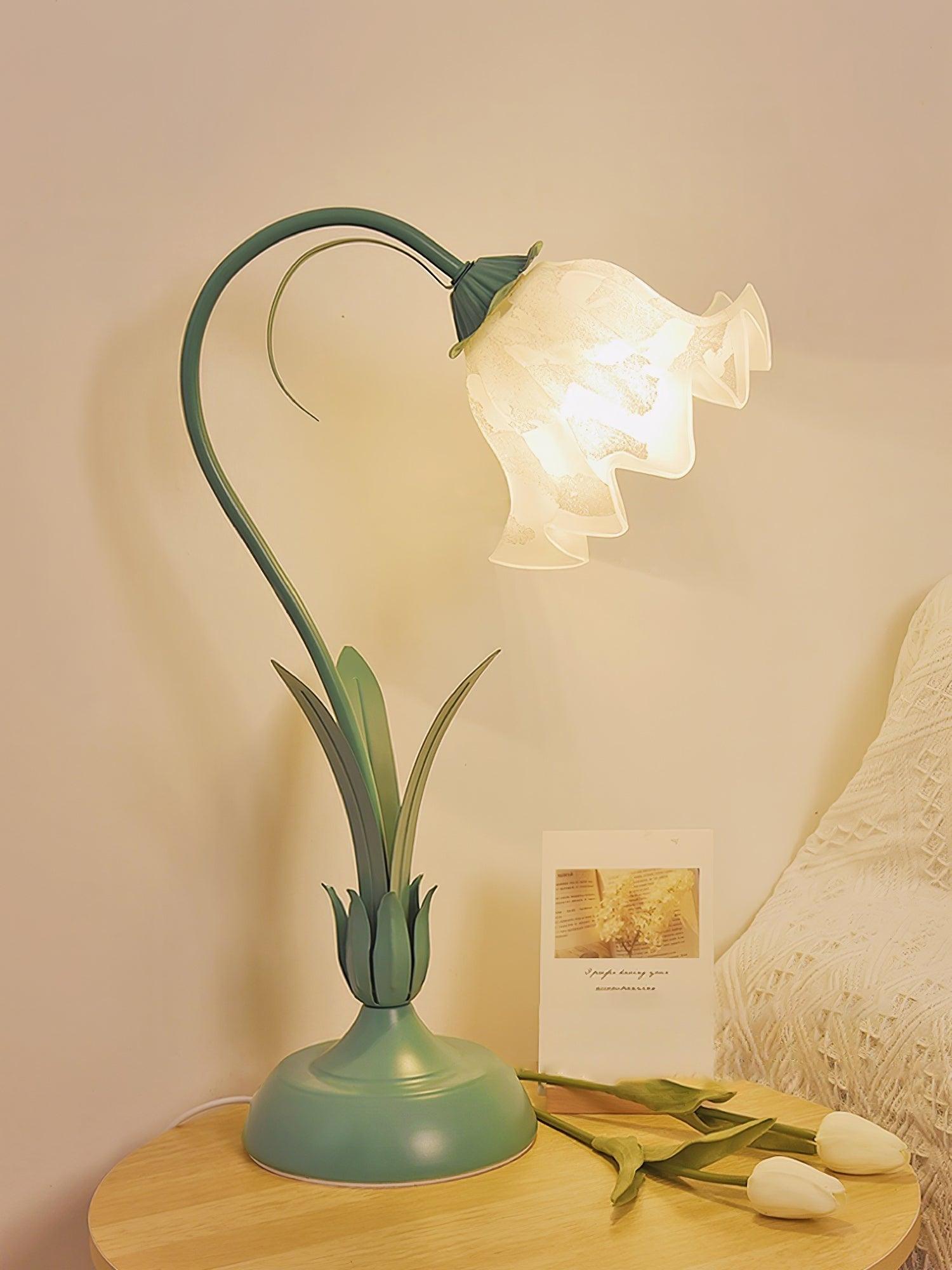 Lily of the Valley Table Lamp - Elegant Floral Nightstand Light for Bedroom, Living Room & Office Decor - Perfect for Reading, Relaxing & Creating Cozy Atmosphere