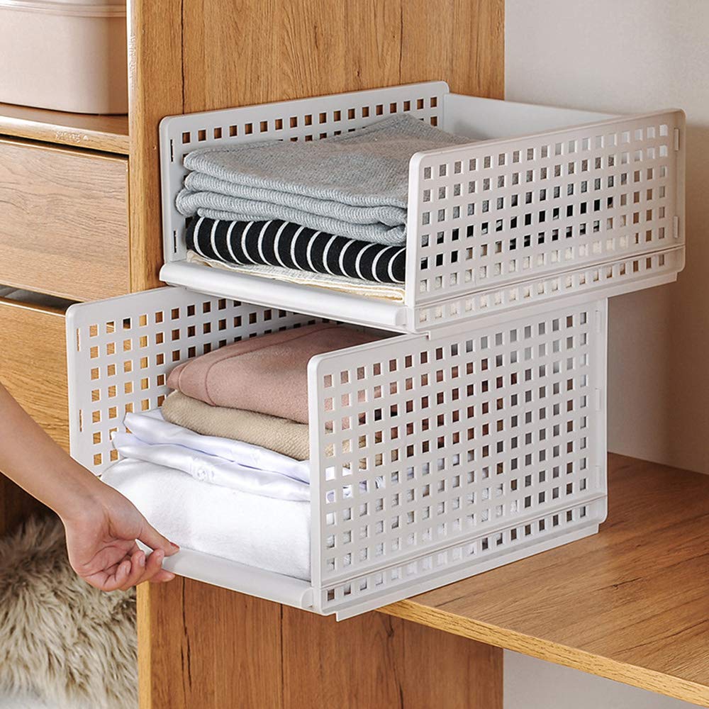 Stackable Plastic Wardrobe Organizer Drawers - Multifunctional Storage Shelves & Closet Cabinet Cubes for Clothes, Shoes, Toys & Towels | Perfect for Bedroom, Living Room & Dorm Organization