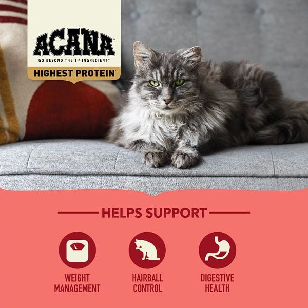 ACANA Highest Protein Indoor Dry Cat Food for Adult Cats - 1.8kg (4 lbs) - Grain-Free Nutrition for Weight Control & Hairball Relief - Perfect for Apartment Living & Indoor Lifestyles