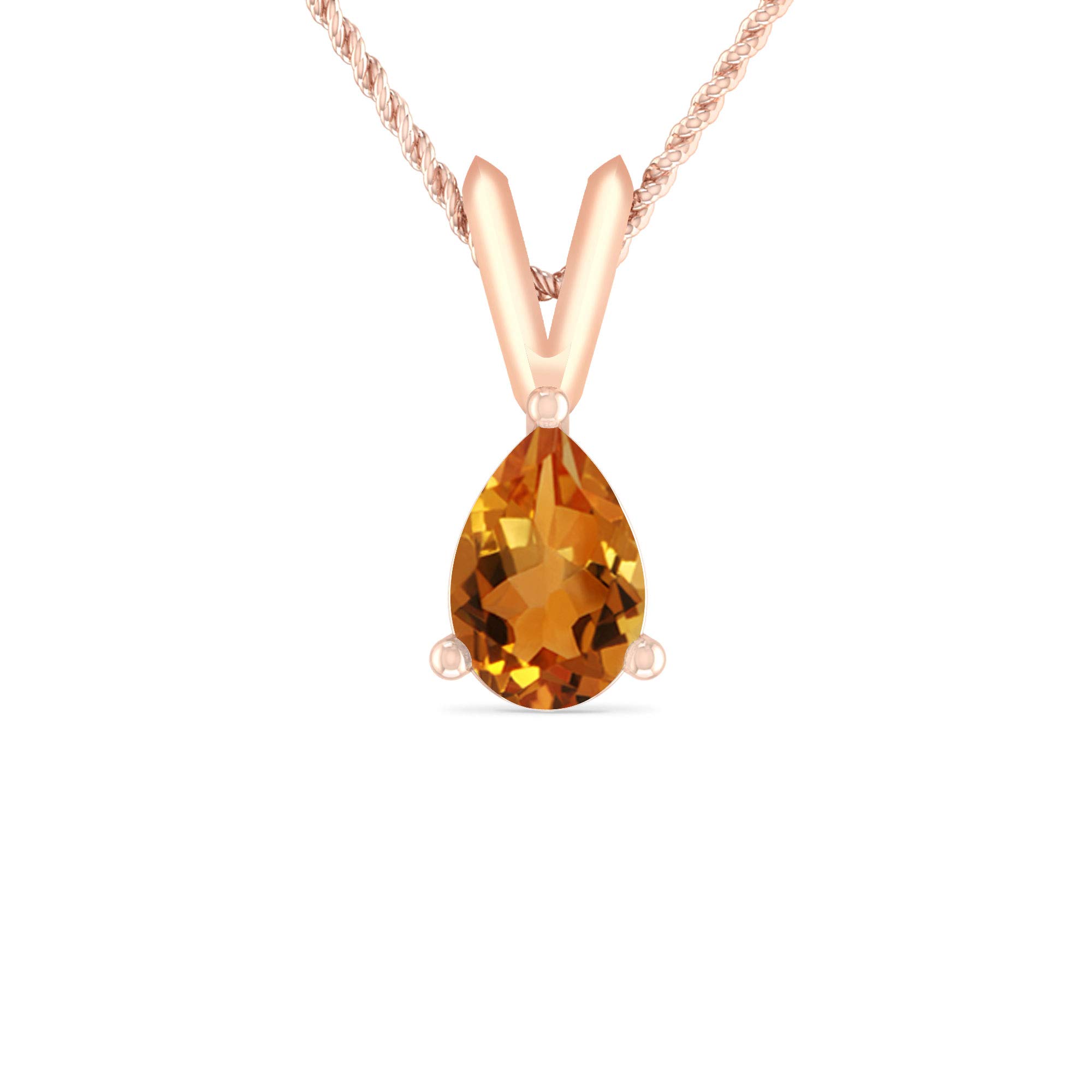 10K Solid Gold Teardrop Birthstone Pendant Necklace for Women - White/Yellow/Rose Gold 18