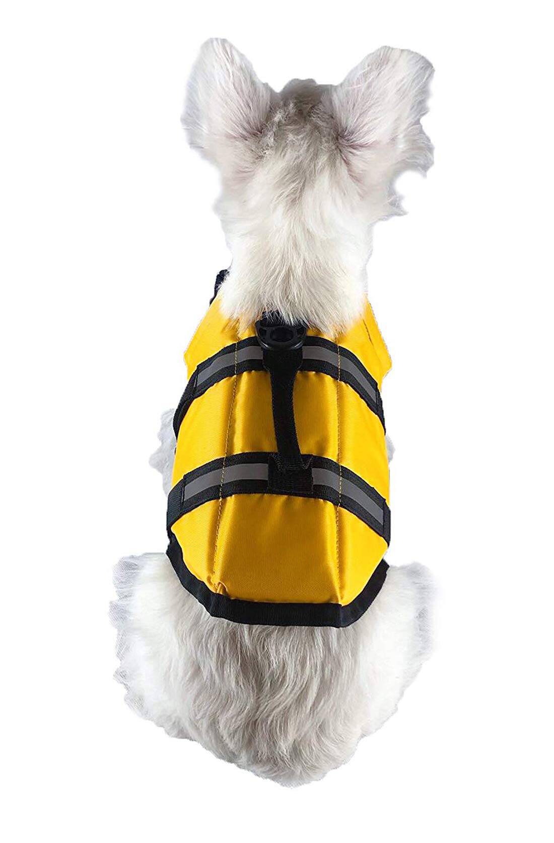 GabeFish Dog Life Jacket - X-Small Yellow Pet Safety Vest with Reflective Strips & Harness for Swimming, Boating & Water Activities