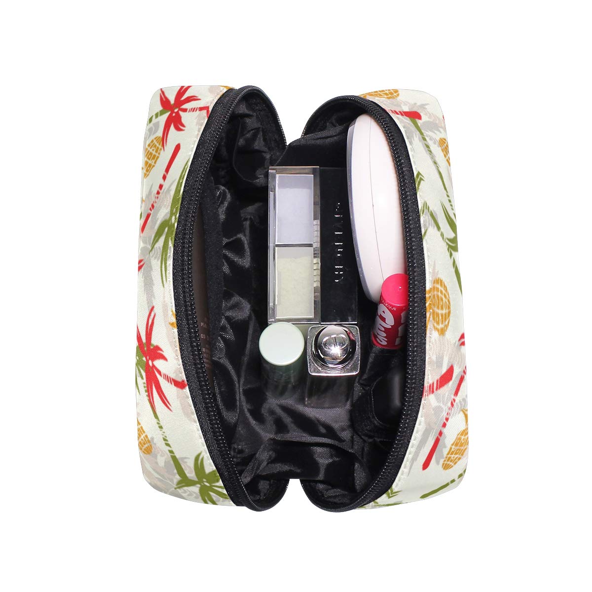 MOYYO Tropical Coconut Palm Trees & Pineapples Makeup Bag - Portable Cosmetic Organizer for Women & Girls, Lightweight Travel Toiletry Bag for Vacation, Beach, Pool & Gym