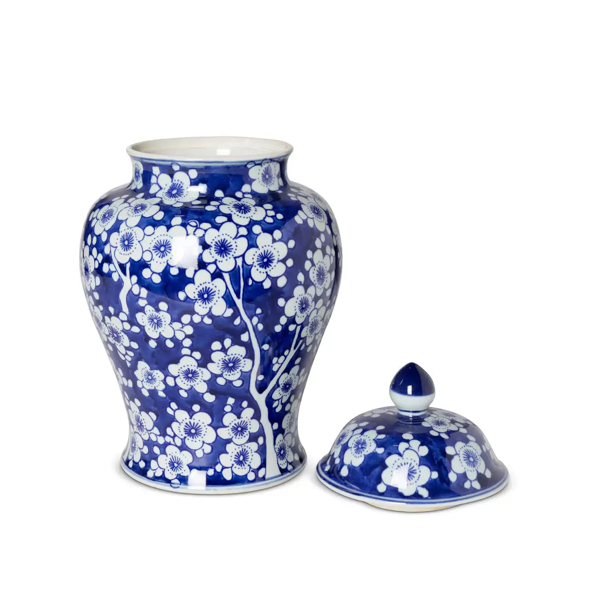 Imperial Ceramic Floral Ginger Jar - Hand-Painted Blue and White Decorative Vase for Home Decor, Wedding Centerpiece, or Luxury Gift