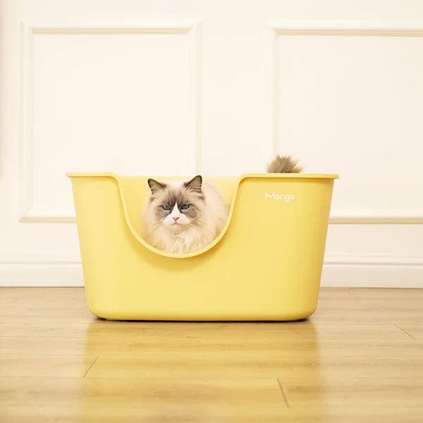 Premium Mango Wood Cat Litter Box Tray - Open Design for Small & Medium Cats | Comfortable & Easy Access | Perfect for Home, Apartment, or Travel Use