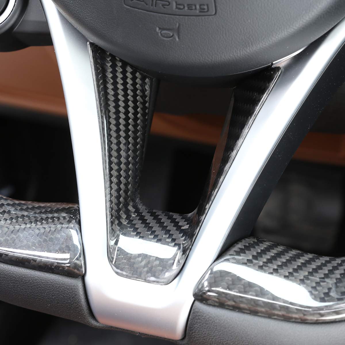 Premium Real Carbon Fiber Steering Wheel Cover for Alfa Romeo Giulia & Stelvio (2017-2019) - Non-Slip Grip, Easy Installation - Perfect for Daily Driving & Car Enthusiasts