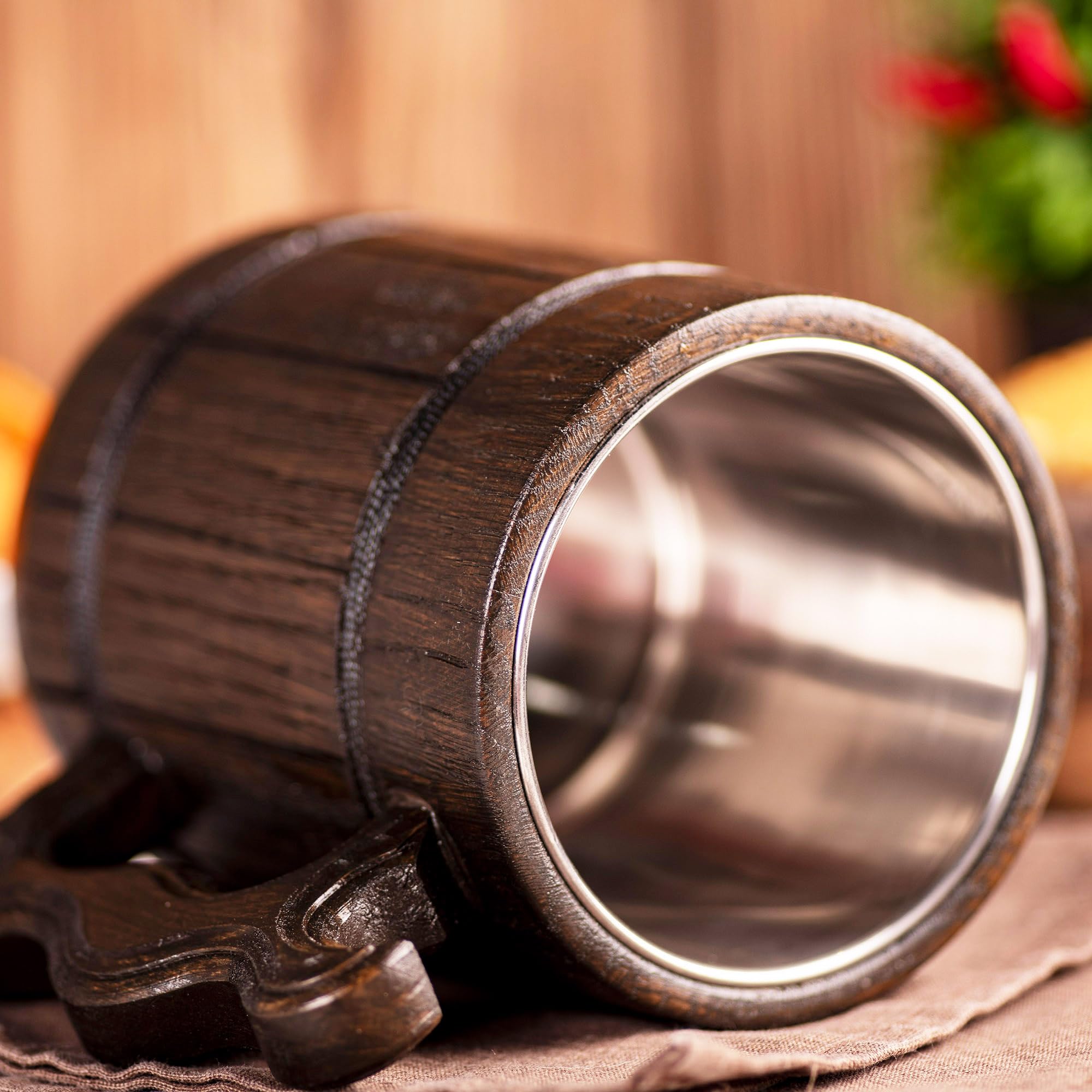 Personalized Tricorn Custom Beer Mug - Engraved Wooden Tankard Stein for Men, Unique Gamer Geek Gift for Anniversary, Birthday, Father's Day & Wedding - Perfect for Home Bars, Man Caves & Game Nights