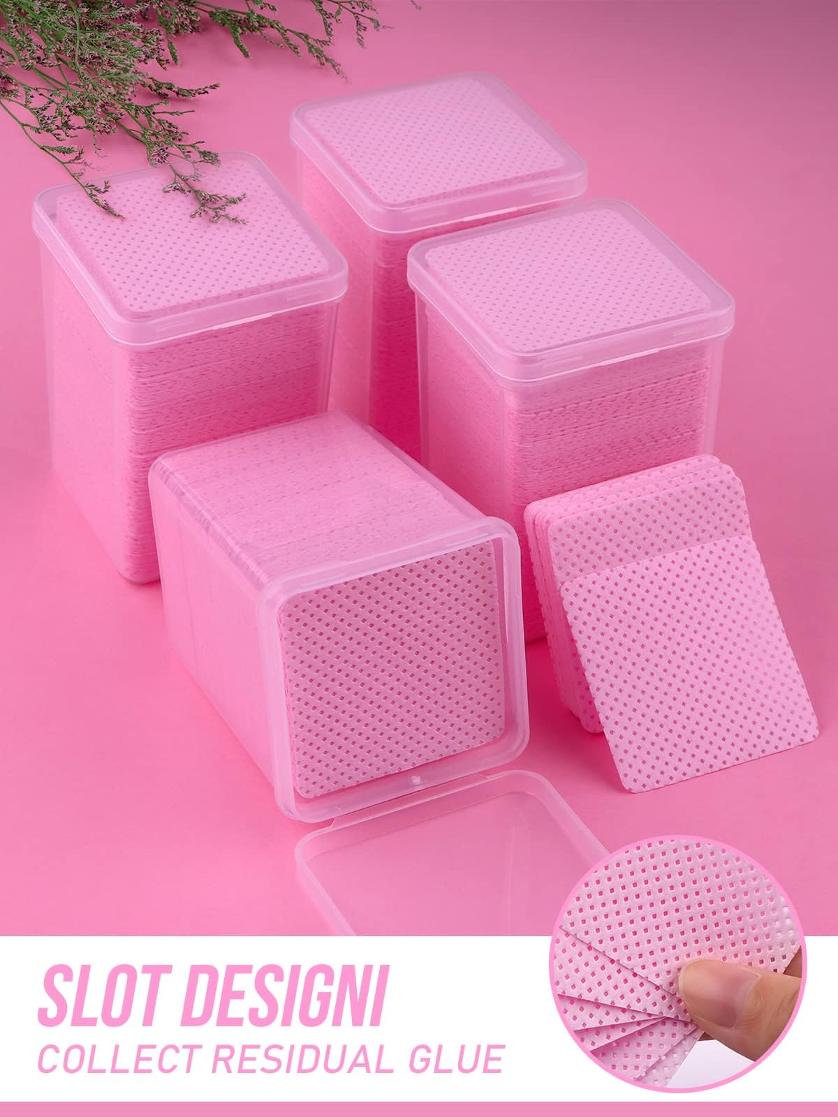800 PCS Lint-Free Nail Wipes & Eyelash Extension Glue Remover Pads - Hypoallergenic Adhesive Cleaning Wipes for Lash Extensions, Nail Polish Removal & Beauty Salon Supplies (Pink) - Perfect for Professional Lash Technicians & DIY Home Use