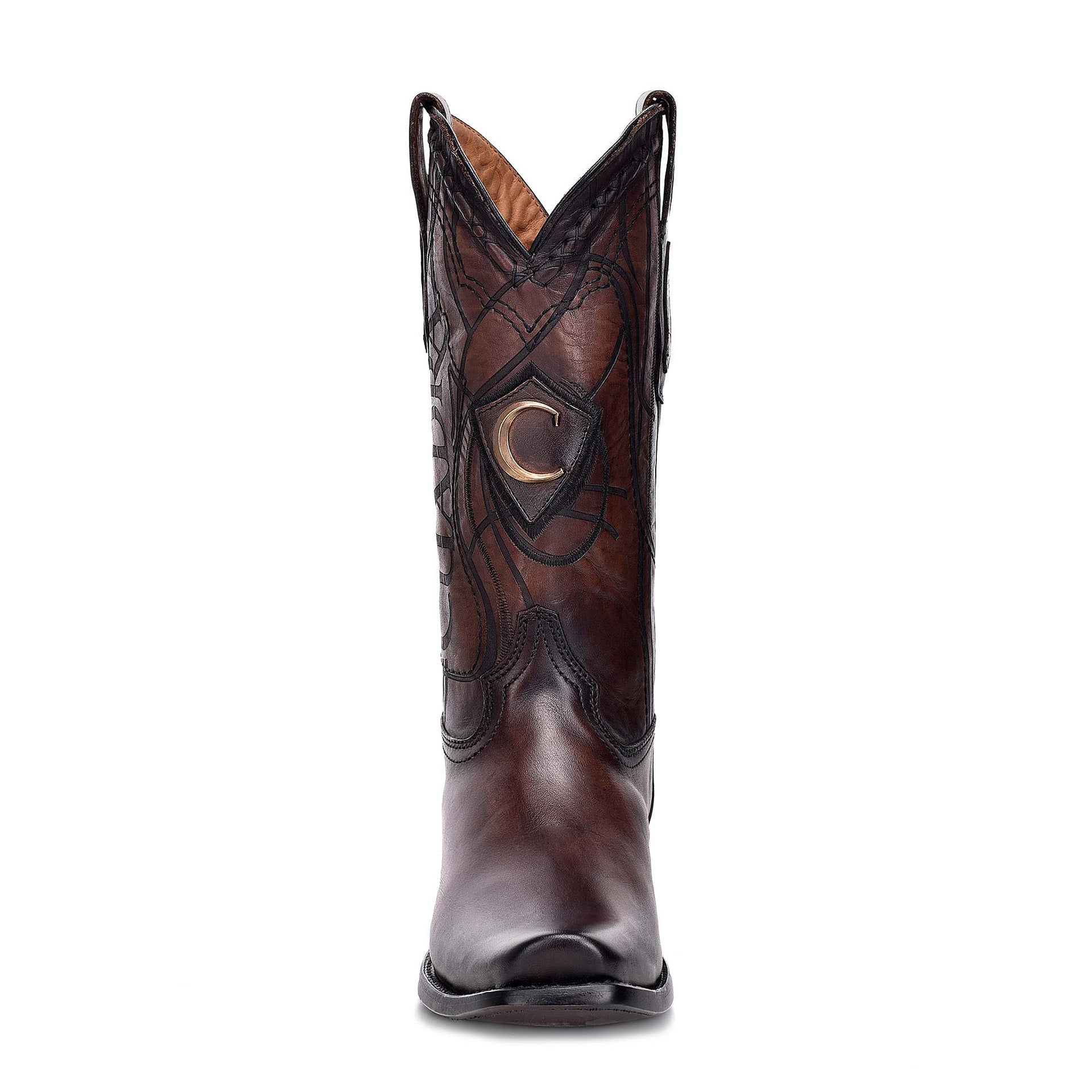 1J1NRS Men's Western Cowboy Boots - Genuine Cowhide Leather, Chestnut Brown - Durable & Stylish for Riding, Work & Casual Wear