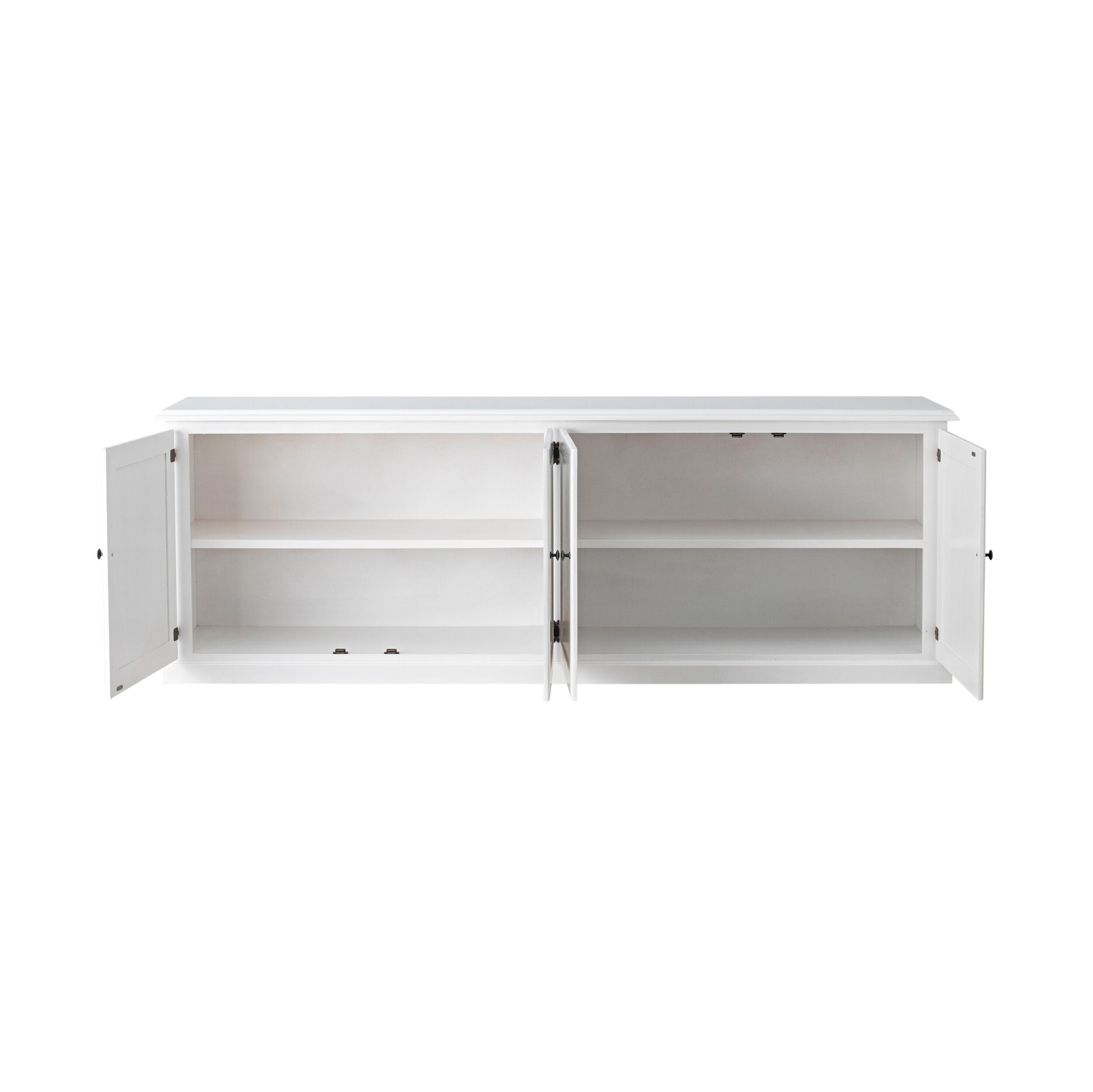 Armand 4 Door Book Cabinet 240 x 83cm White - Modern Storage Solution for Living Room, Office & Library - Bookshelf with Adjustable Shelves for Home Organization