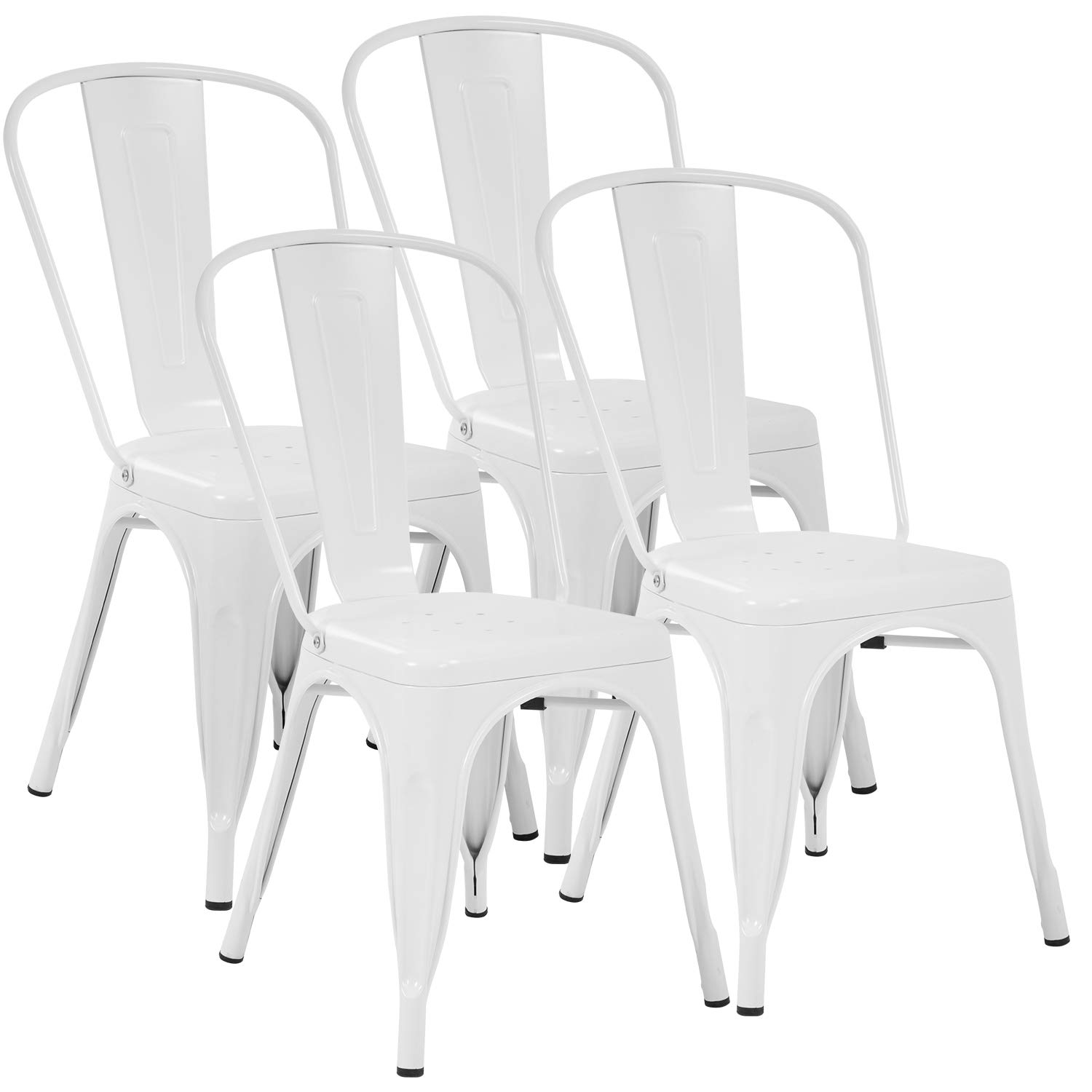 FDW Metal Dining Chairs - Stackable Indoor/Outdoor Tolix Style Chairs for Restaurant, Bar, Kitchen & Patio - Cream - Perfect for Home Dining, Cafe, Bistro & Outdoor Entertaining