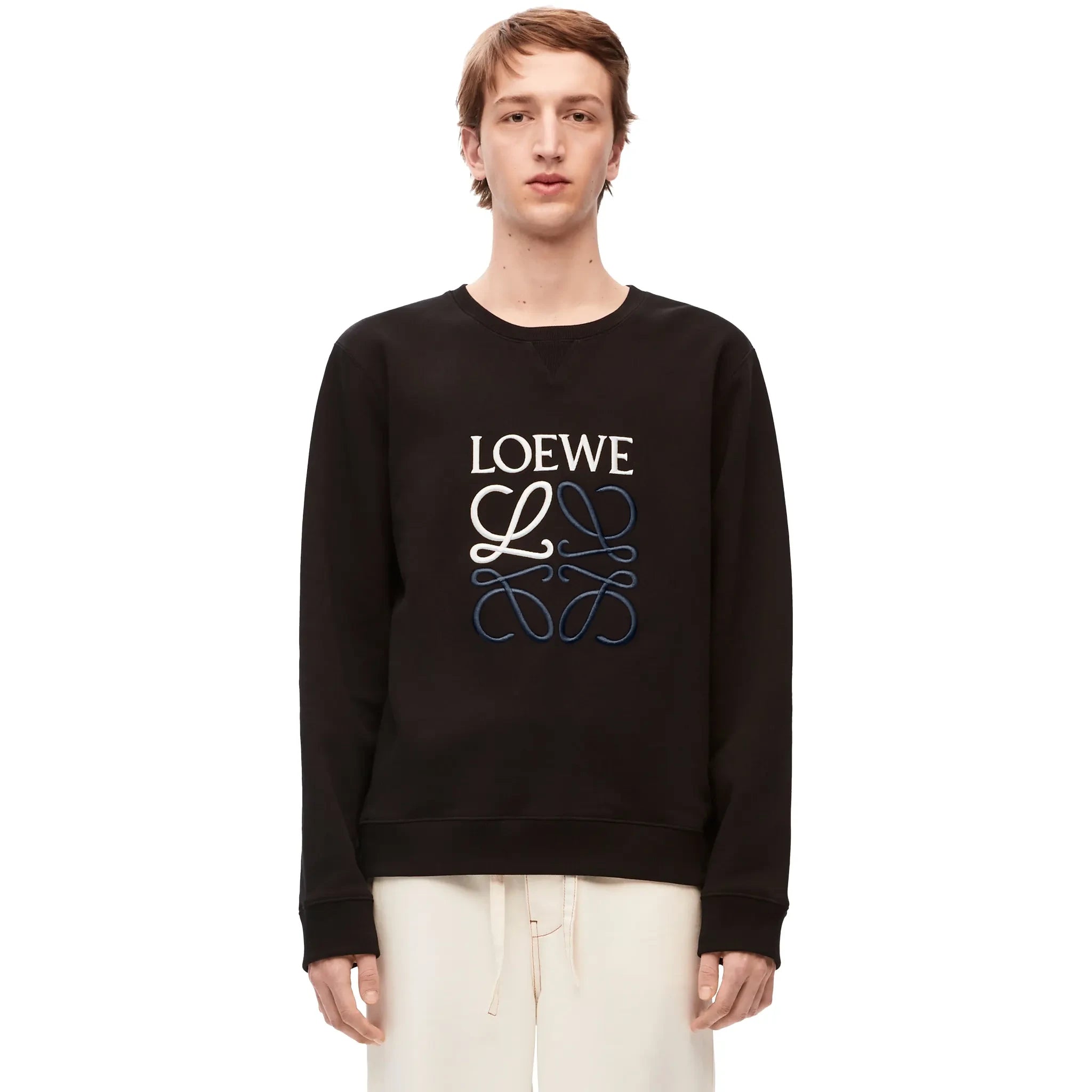 Loewe Anagram Cotton Black Sweatshirt for Men | Premium Pullover Hoodie | Casual Streetwear Fashion | Perfect for Everyday Wear and Outfits