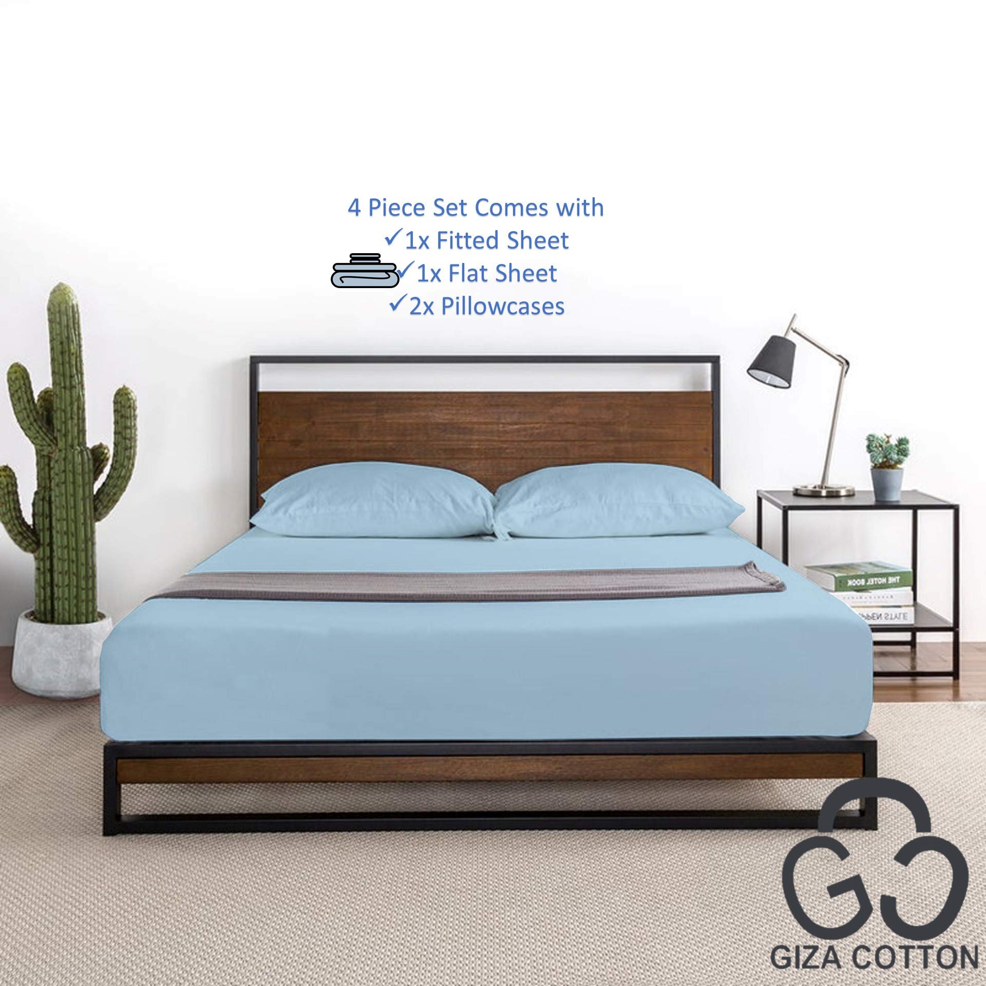 Premium 100% Giza Egyptian Cotton Sheets Set - 4PC Extra Deep Pocket (28