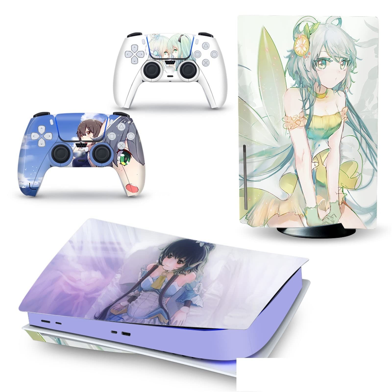 PS5 Disc Edition Console Vinyl Skin Cover - 2 Controller Decals, Bubble-Free, Scratch-Resistant Protection for PlayStation 5 (Use Case: Customize and protect your PS5 console and controllers with this premium vinyl decal set, perfect for gaming setups and collector displays)