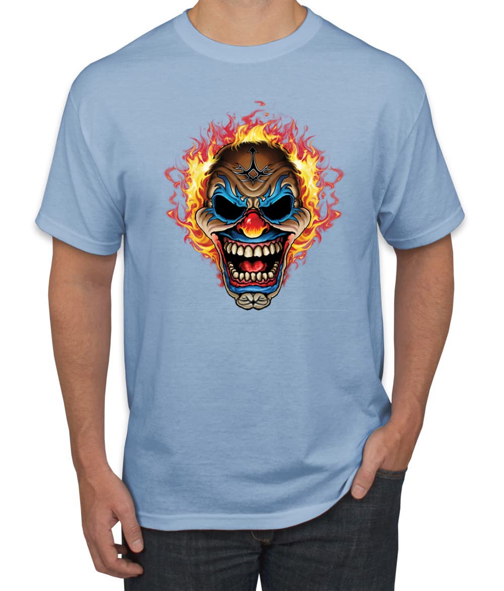 Wild Bobby Flaming Laughing Fierce Clown Graphic T-Shirt for Men - Funny Vintage Style Car & Truck Tee - Perfect for Halloween Costumes, Cosplay & Comic Conventions
