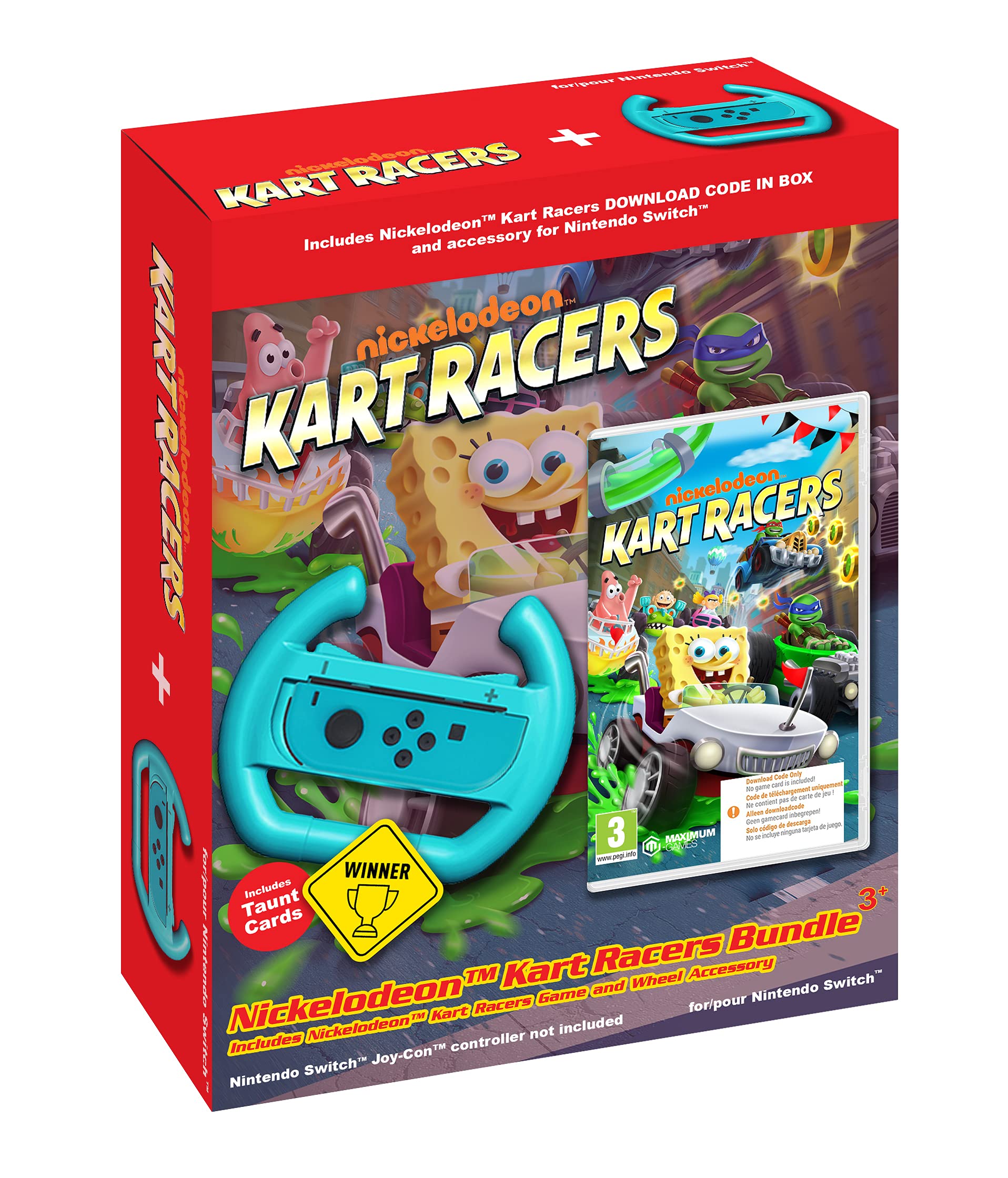 Nickelodeon Kart Racers Bundle with Steering Wheel Accessory - Nintendo Switch Game (Physical Edition) - Fun Racing Game for Kids & Family Game Night