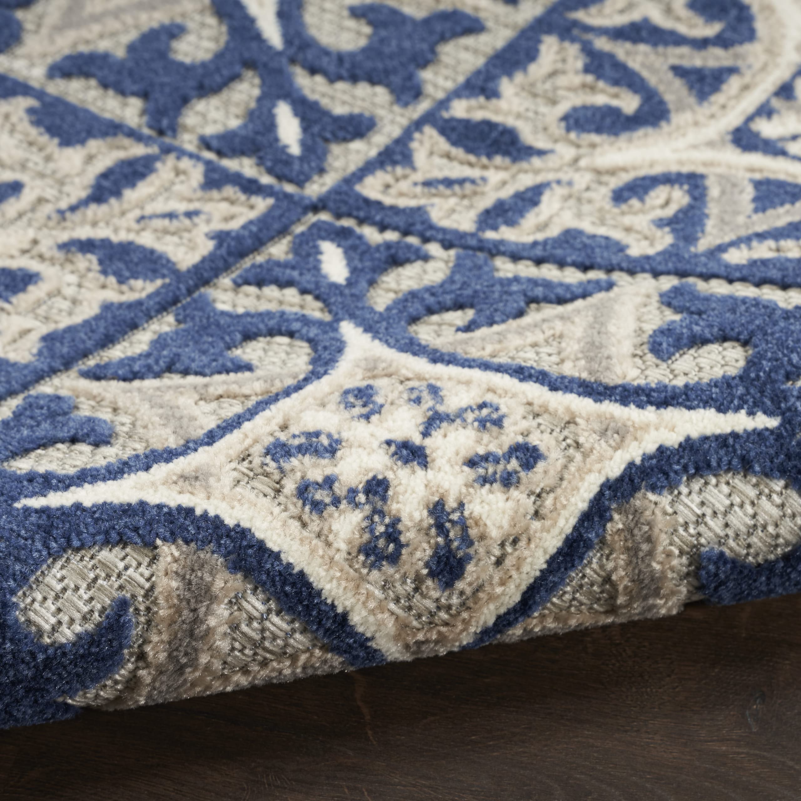 Nourison Aloha Indoor/Outdoor Blue 9' x 12' Area Rug - Easy to Clean, Non-Shedding, Stain Resistant - Perfect for Bedroom, Living Room, Dining Room & Kitchen - Great for Patio, Deck or Poolside Use (9x12)