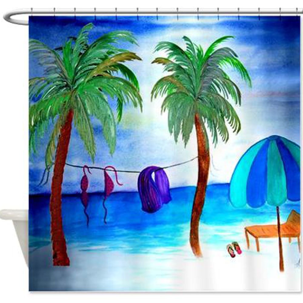 Stylish Bikini Beach Shower Curtain - Waterproof Bathroom Decor for Tropical & Coastal Themes - Perfect for Beach House, Vacation Rental, or Summer Bathroom Makeover
