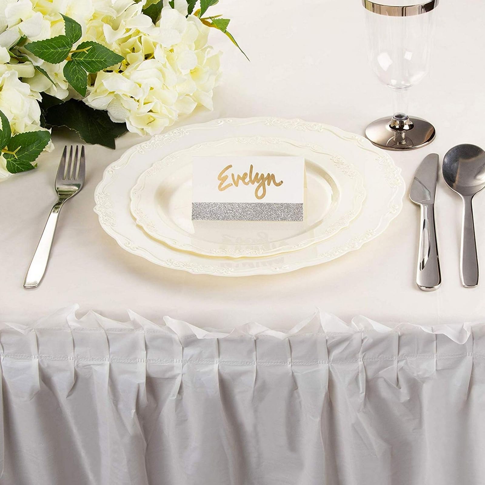 Juvale 6 Pack White Disposable Plastic Table Skirts for Rectangle Tables - 29