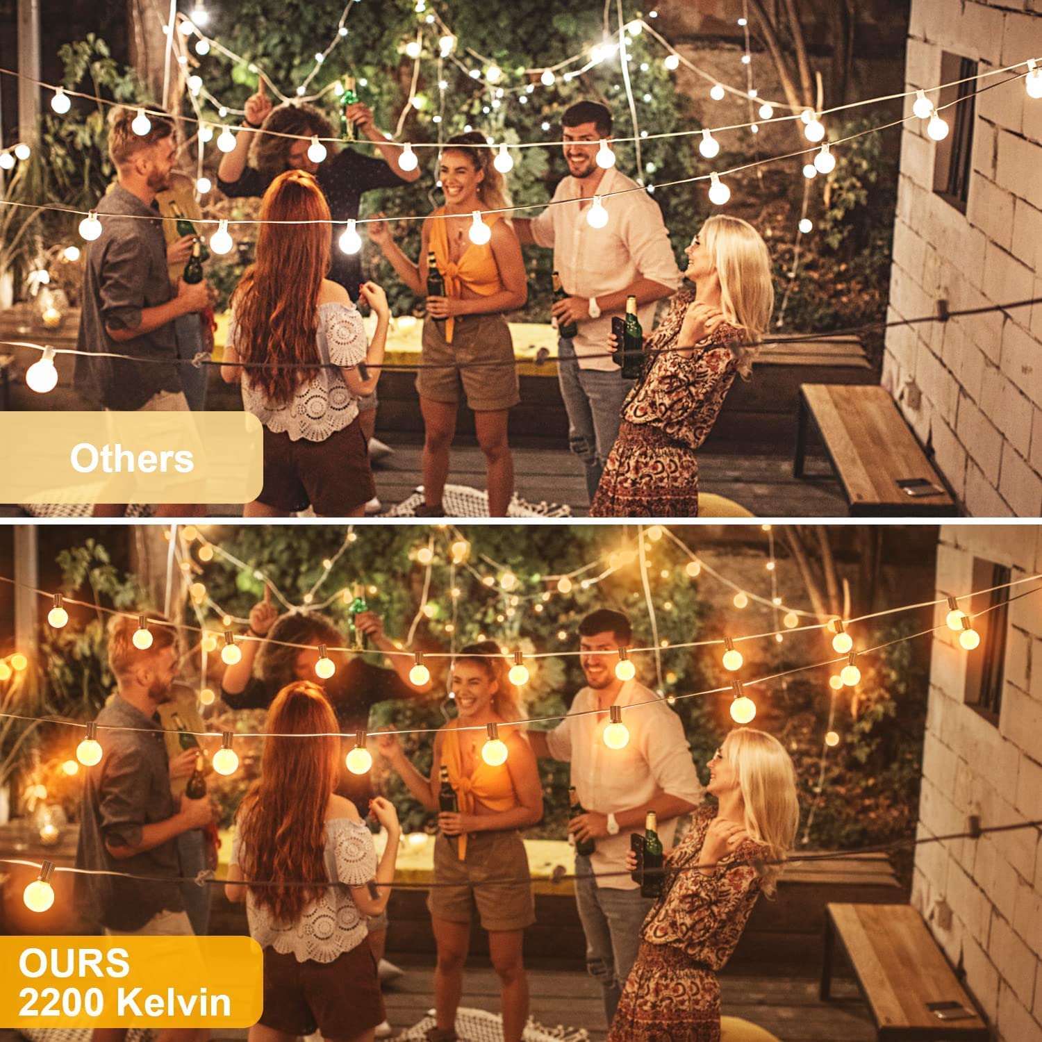 OHLUX 110FT Outdoor String Lights - 58 G40 Shatterproof 2200K Dimmable LED Bulbs (Includes 2 Spare) - Waterproof Hanging Lights for Backyard, Patio, Deck, Porch, Cafe - Perfect for Outdoor Parties, Weddings & Evening Ambiance (110FT*1 Strand)