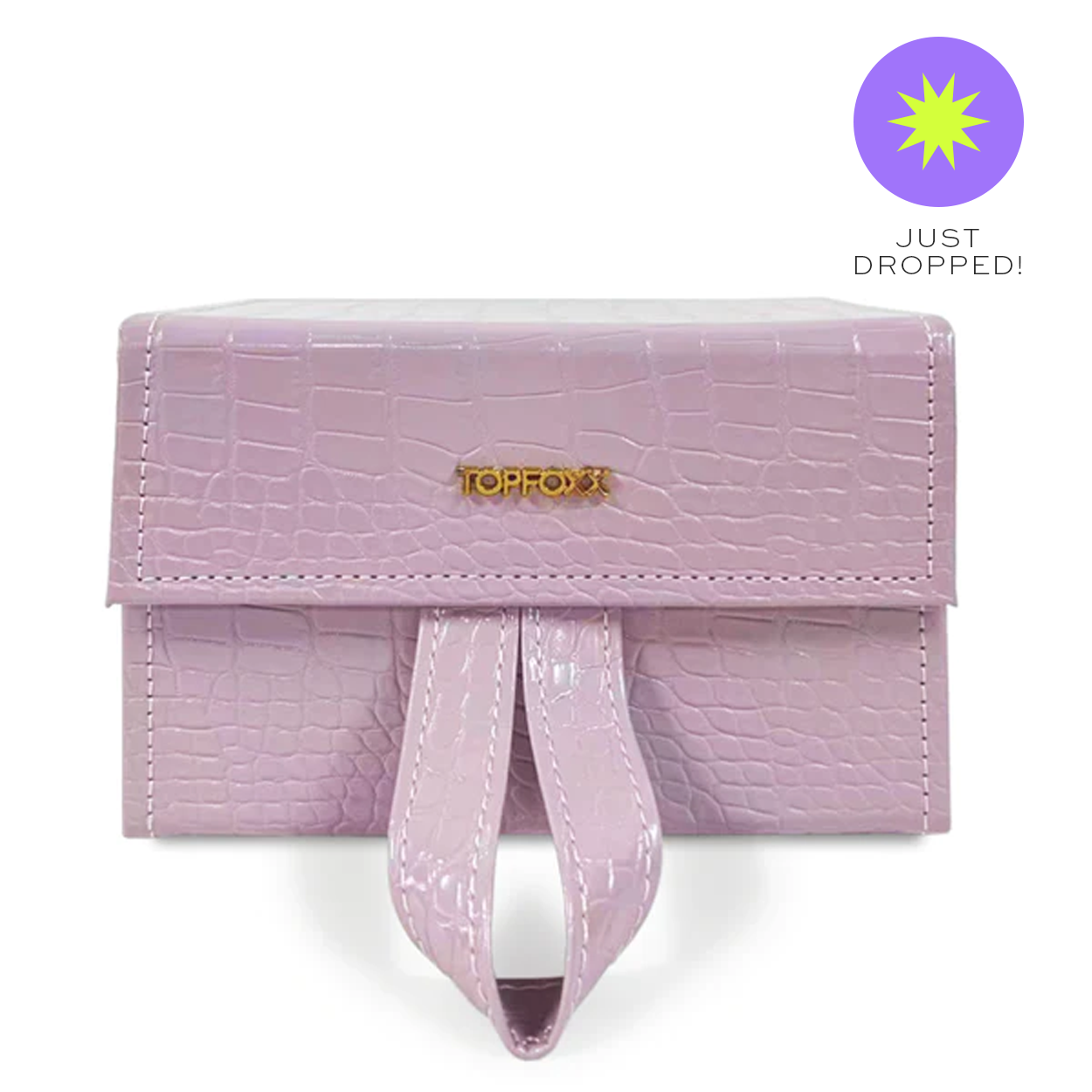 Lilac Faux Crocodile Travel Makeup Case - Waterproof Cosmetic Organizer for Women, Perfect for Vacation, Business Trips & Daily Use