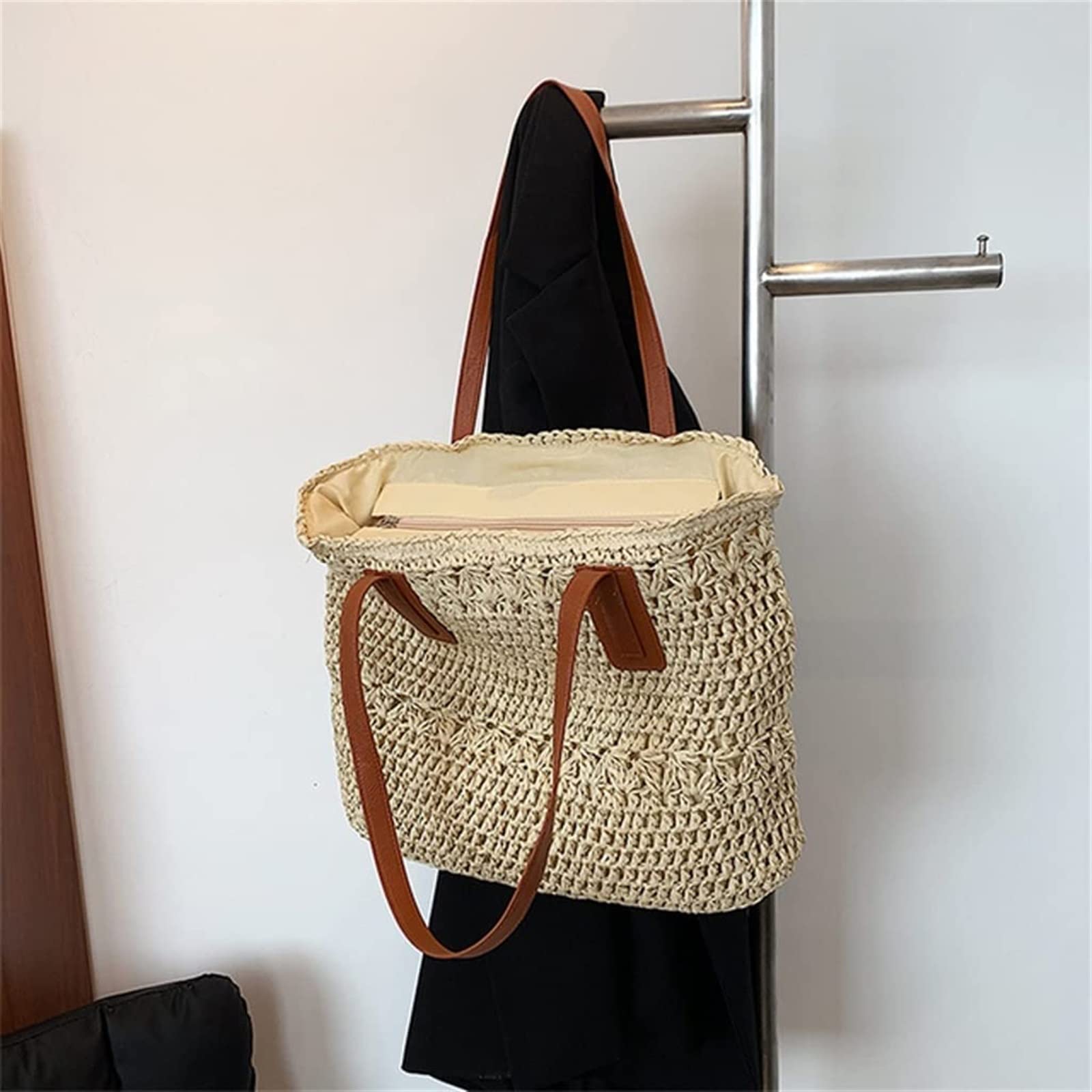 YQBUER Woven Women's Tote Bag - Large Straw Beach Bag for Summer, Travel & Shopping - Spacious Handbag with Durable Woven Design | Perfect for Beach Outings, Vacation & Daily Use (Color: A)