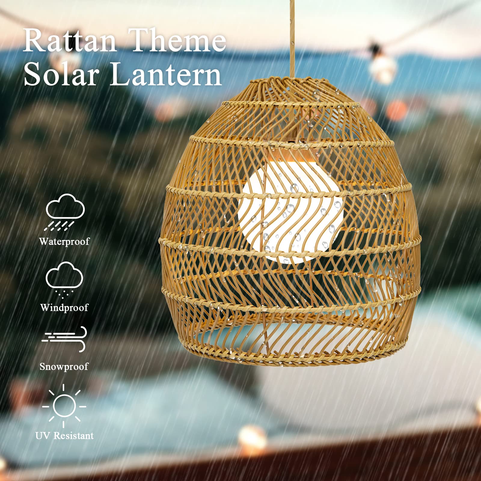 Wonder Solar Chandelier Outdoor Lanterns - Waterproof Solar Hanging Lights with Remote Control for Gazebo, Porch, Patio - Perfect for Garden Parties, Backyard Decor & Evening Ambiance