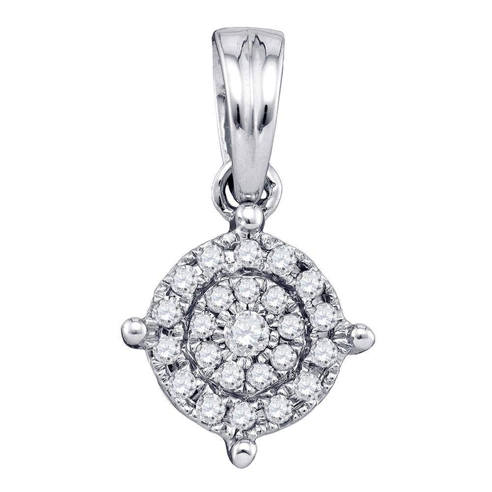 10K White Gold Round Diamond Cluster Pendant Necklace for Women - 1/6 CTW Dazzlingrock Collection - Perfect for Anniversaries, Birthdays & Special Occasions