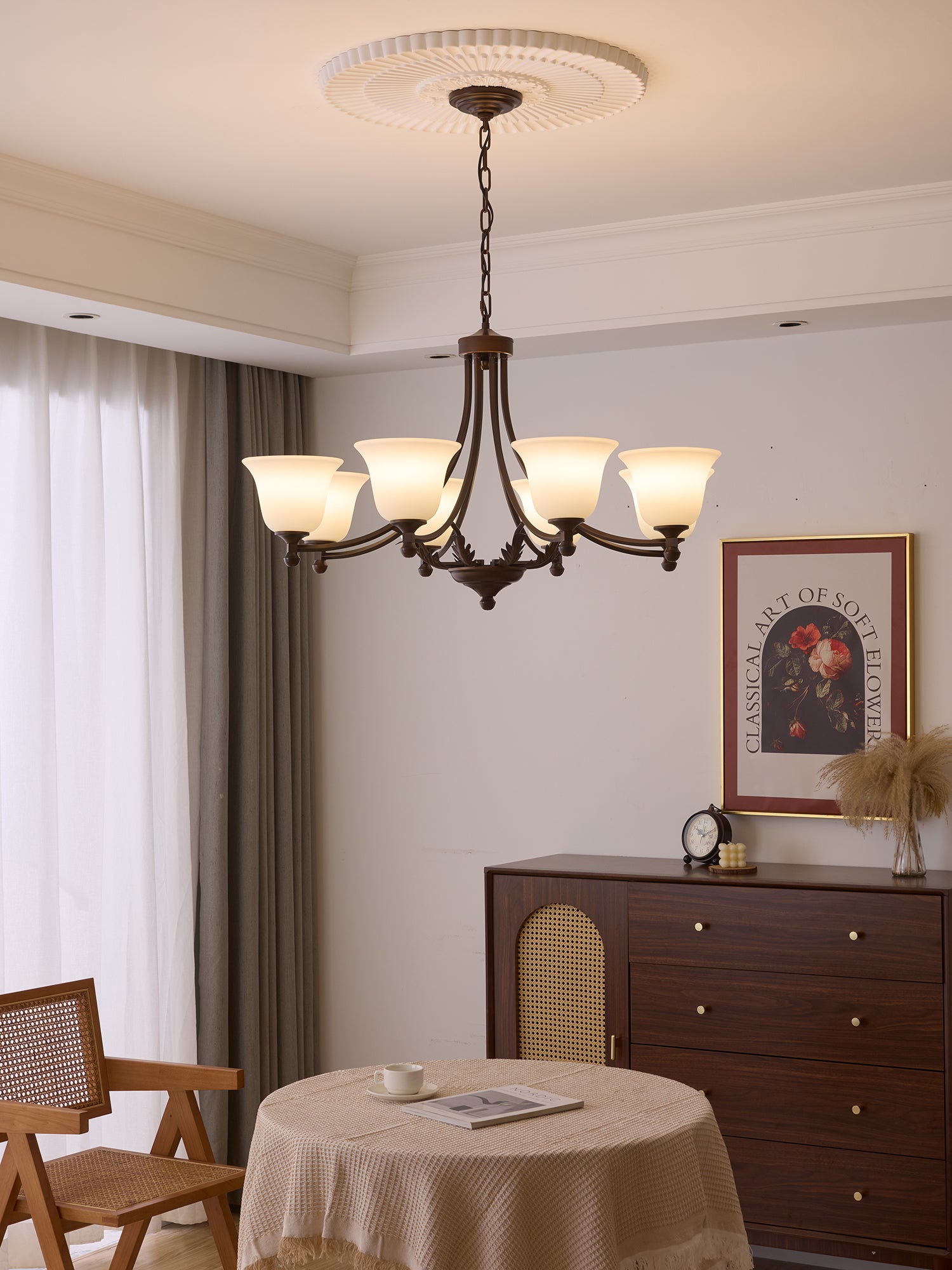 Aveline Bloom Crystal Chandelier - Elegant Floral Ceiling Light Fixture for Dining Room, Bedroom & Living Room Decor | Modern Home Lighting Solution