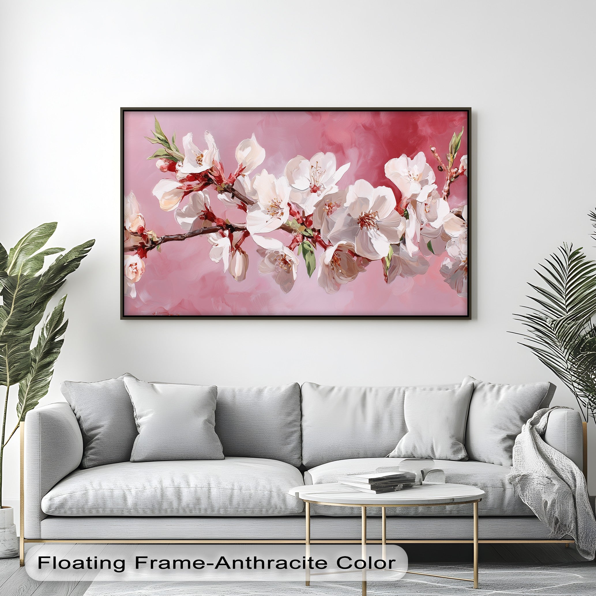 Blossoming Almond Branch Pink Canvas Print - Floral Wall Art for Living Room, Bedroom & Office Decor