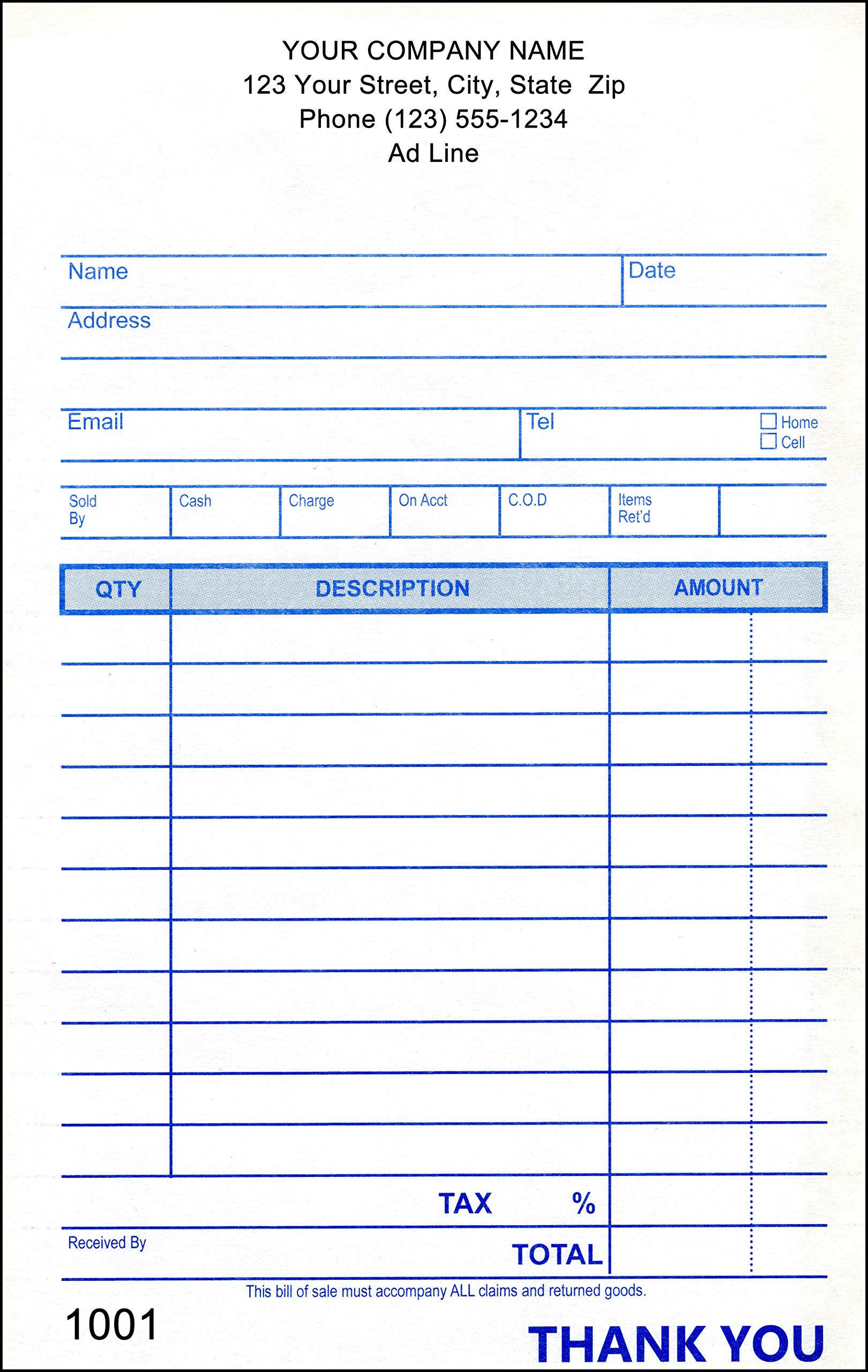 Medium Multi-Purpose Sales Book - 2 Copy Duplicate, 4.25