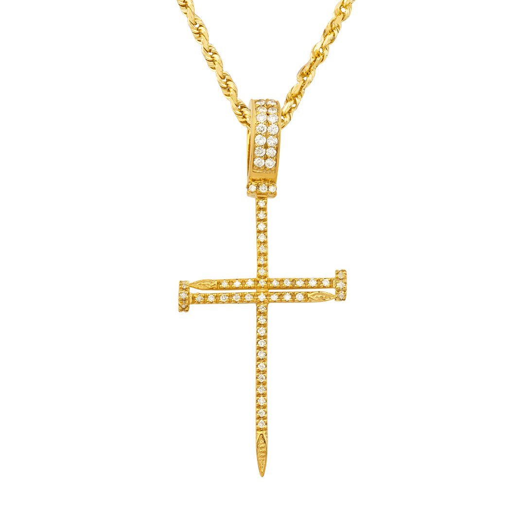 14K Yellow Gold Diamond Cross Pendant Necklace - 0.65 Carat Total Weight - Perfect for Religious Gifts, Baptism, First Communion & Everyday Elegance