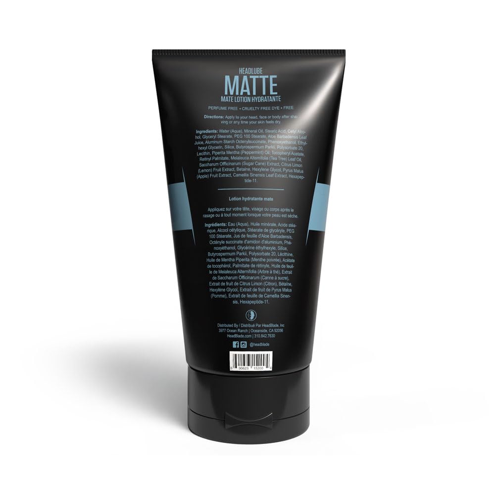 HeadBlade HeadLube Matte Moisturizer Lotion for Men (5 oz) - Oil-Free Hydrating Formula for Smooth Shaved Heads | Post-Shave Care & Daily Scalp Moisturizer | Prevents Dryness & Irritation | Ideal for Bald Men & Head Shavers