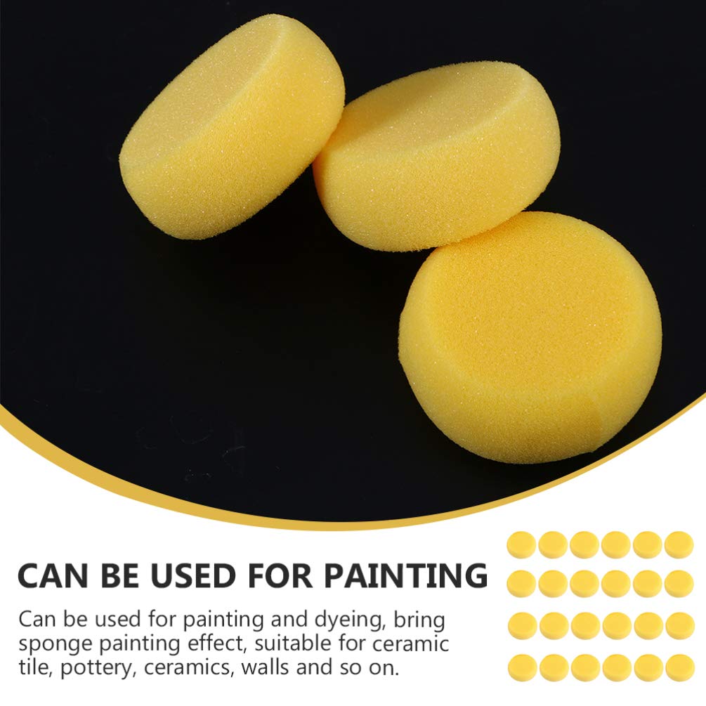 EXCEART 24-Piece Yellow Round Cake Sponge Painting Foam Pads - Large Artist Sponges for Pottery, Crafts & DIY Projects - Bulk Synthetic Sponges for Toddler Art & Book Binding
