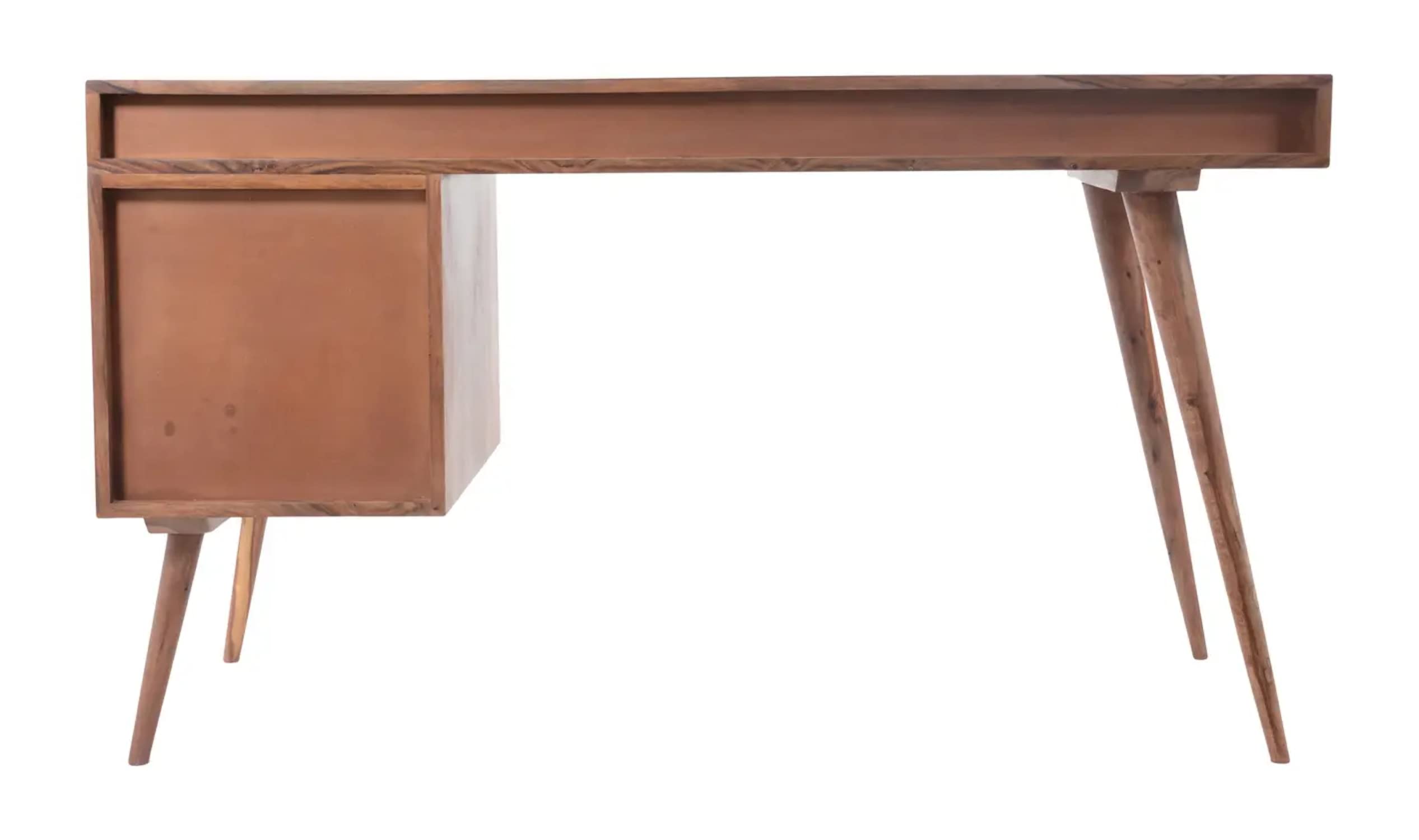 Moe's Home Collection Sheesham Wood O2 Desk - Natural Finish Modern Writing Desk for Home Office, Study & Workspace