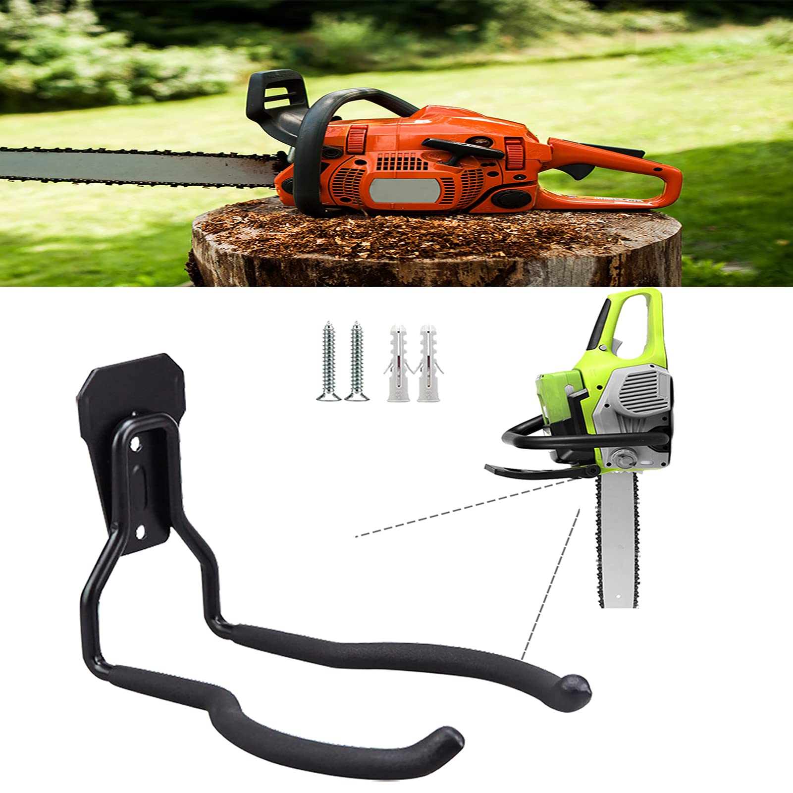 Heavy Duty Chainsaw Wall Mount Hanger - Universal Chainsaw Tool Holder for Garage & Shed Storage - Wall Mounted Chainsaw Rack Organizer - Perfect for Workshop, Garage, and Outdoor Tool Storage (No Chainsaw Included)