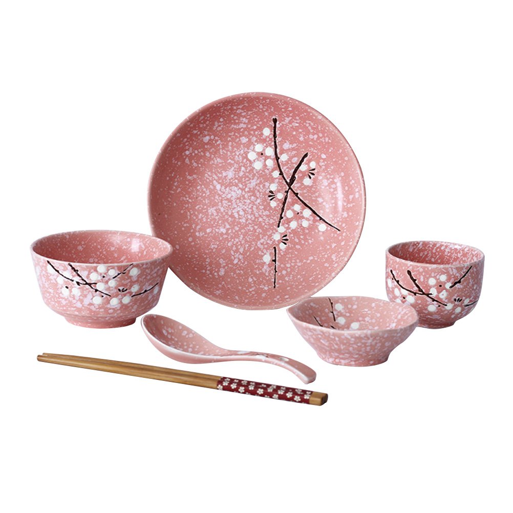 Japanese Style Ceramic Tableware Set - 6pcs Traditional Handcrafted Dinnerware for Christmas Gift & Home Decor - Perfect for Holiday Dining, Table Setting & Asian-Themed Parties