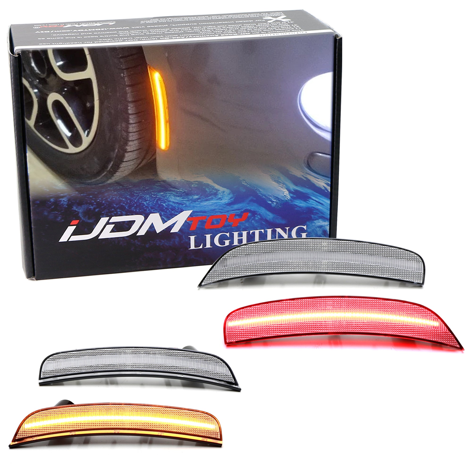Amber/Red LED Side Marker Lights for 2011-2019 Fiat 500 - Clear Lens, Waterproof, Easy Installation - Perfect for Night Driving & Enhanced Vehicle Visibility