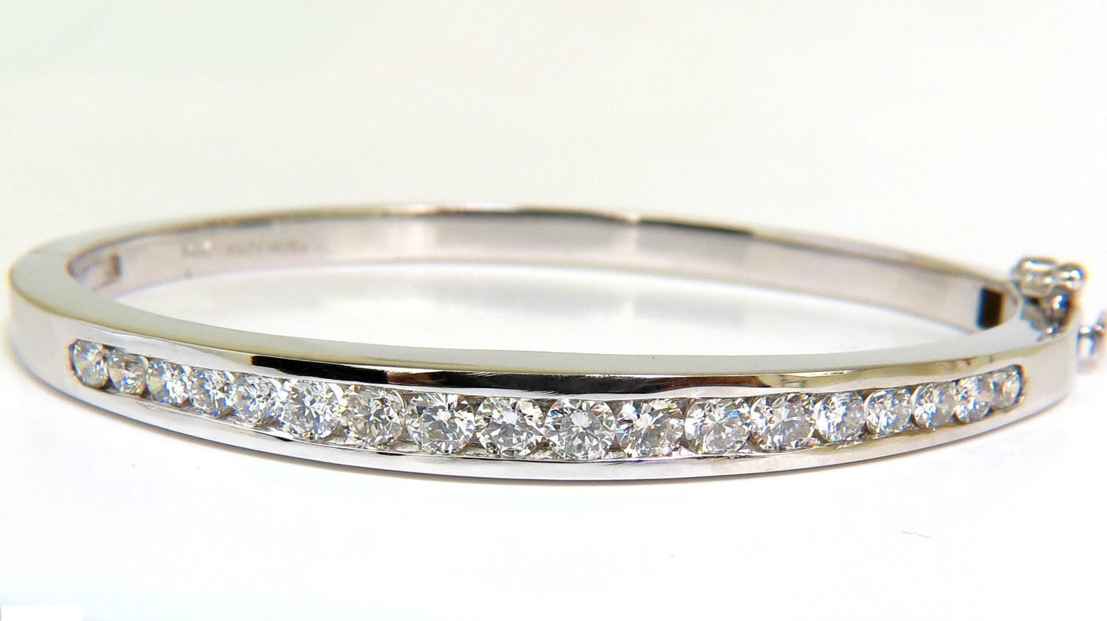 2.60CT Diamond Bangle Bracelet in 14KT Solid Gold with Button Lock (F/VS Clarity) - Elegant Jewelry for Weddings, Anniversaries & Special Occasions