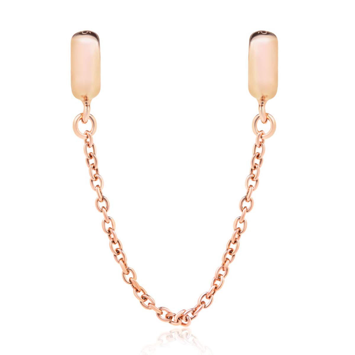 925 Sterling Silver Heart Clasp Safety Chain Charm with Rose Gold Finish - Secure Clip Lock Stopper Bead for Bracelets & Jewelry Making - Perfect for DIY Charm Bracelets, Anklets, and Necklaces