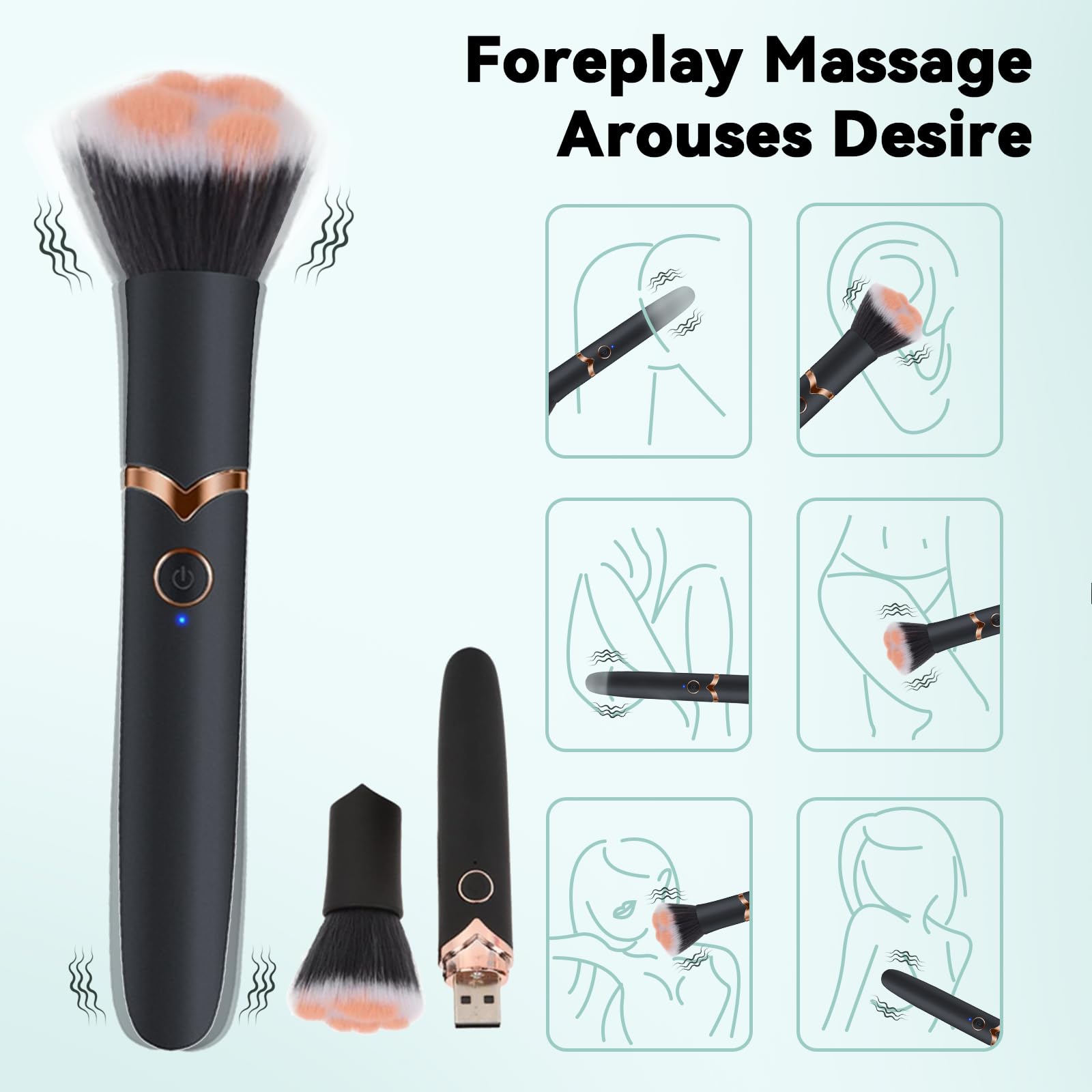 Mini Vibrator Makeup Brush - Detachable Bullet Vibrator for Women & Couples | G-Spot, Clit & Nipple Stimulation | Discreet Adult Sex Toy for Solo Play & Intimate Moments