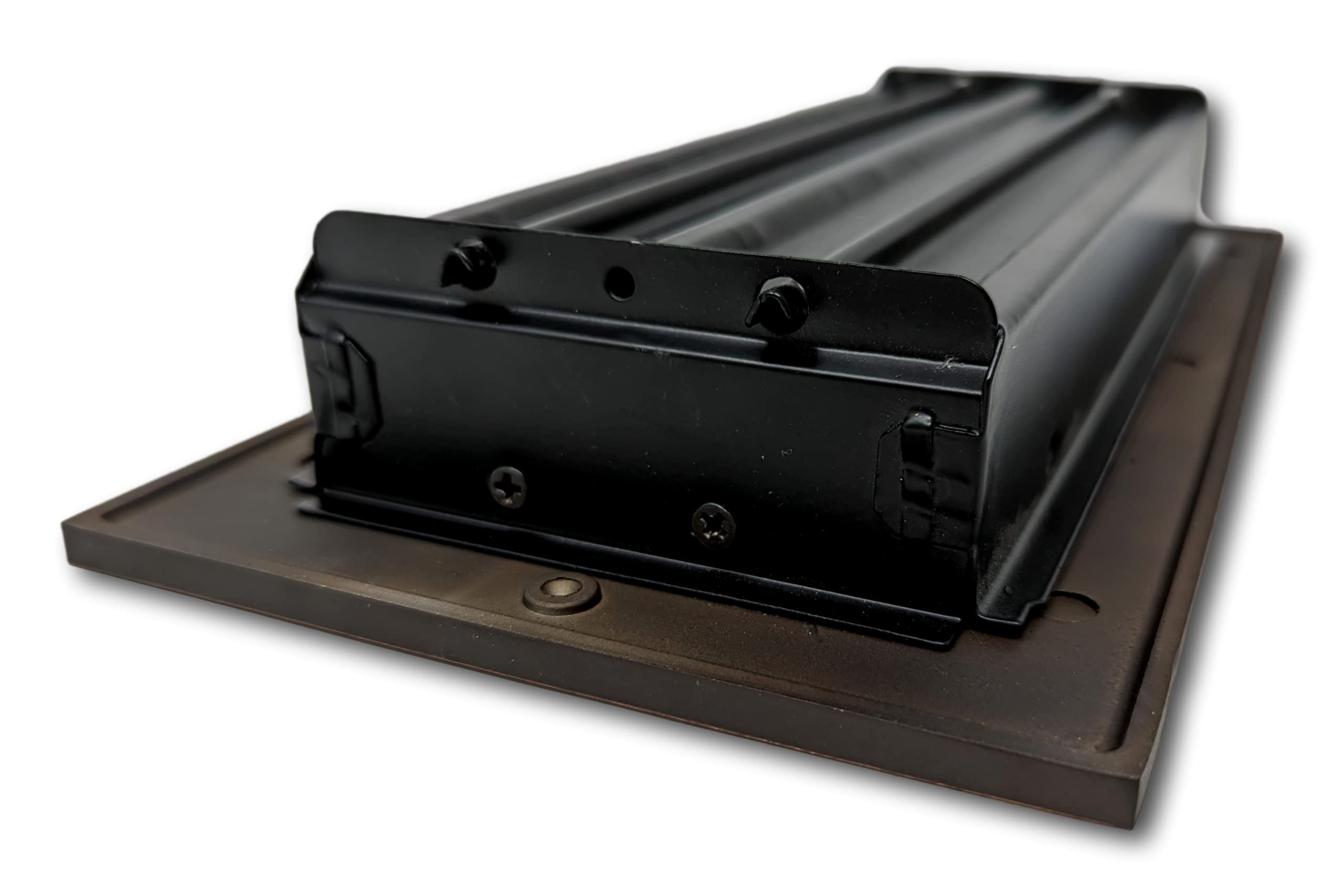 Madelyn Carter 4x10 Inch Cast Aluminum Linear Vent Cover with Adjustable Damper - Oxidized Bronze Finish (5.25x11.5 Inches) | Floor Register & Wall Register for HVAC Airflow Control | Perfect for Living Room, Bedroom, and Office Ventilation