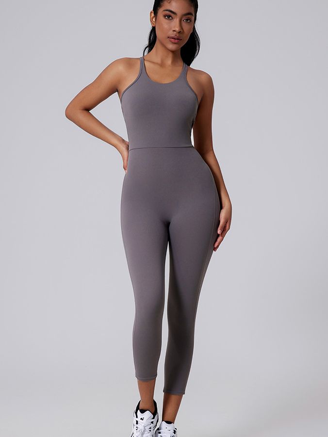 ZASUWA Women's V-Neck Cross Back Backless Bodycon Jumpsuit - Slimming Hip Lift Design for Evening Party, Clubwear & Night Out